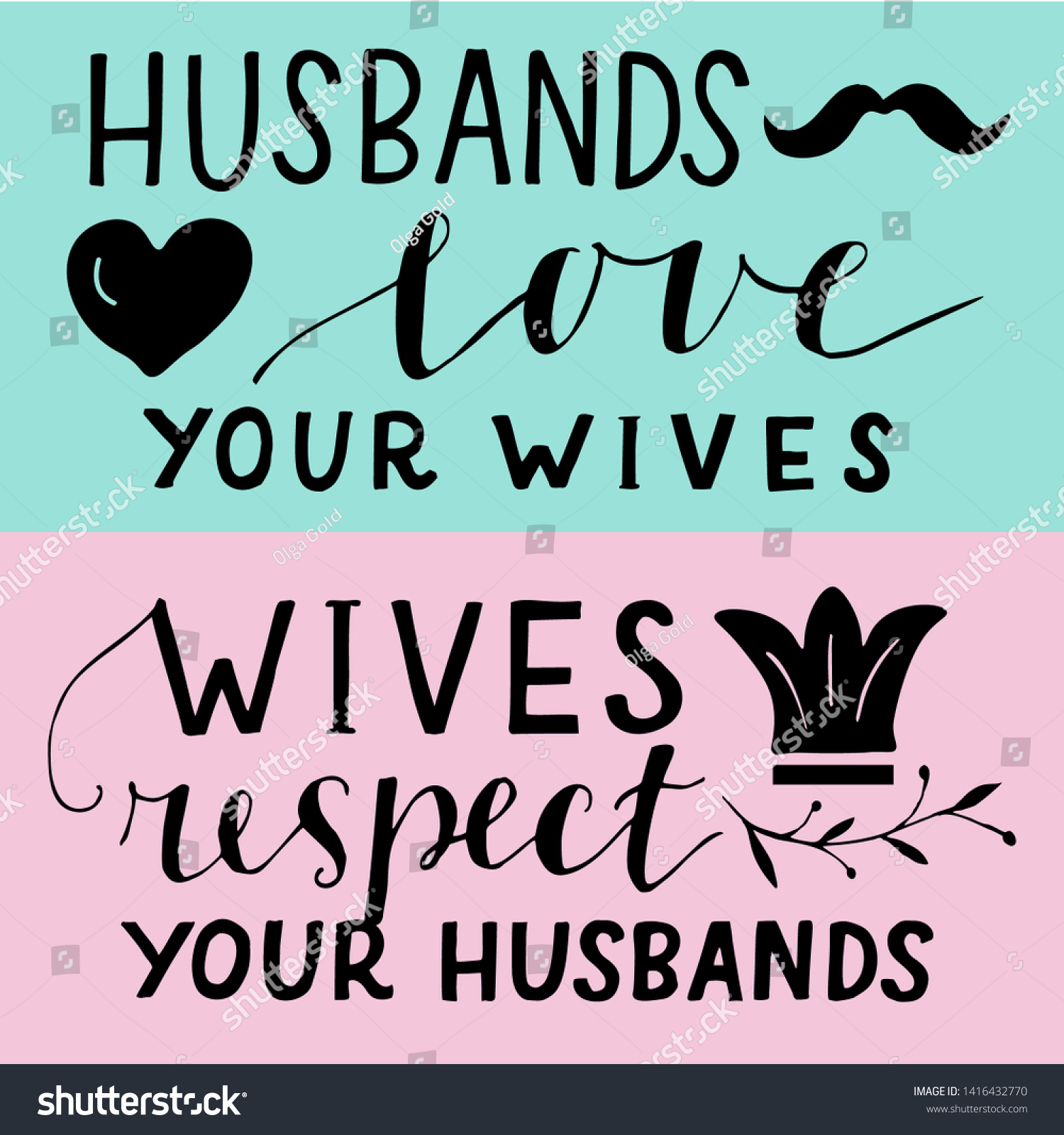 Hand Lettering Husbands Love Your Wives: стоковая векторная графика (без ли...