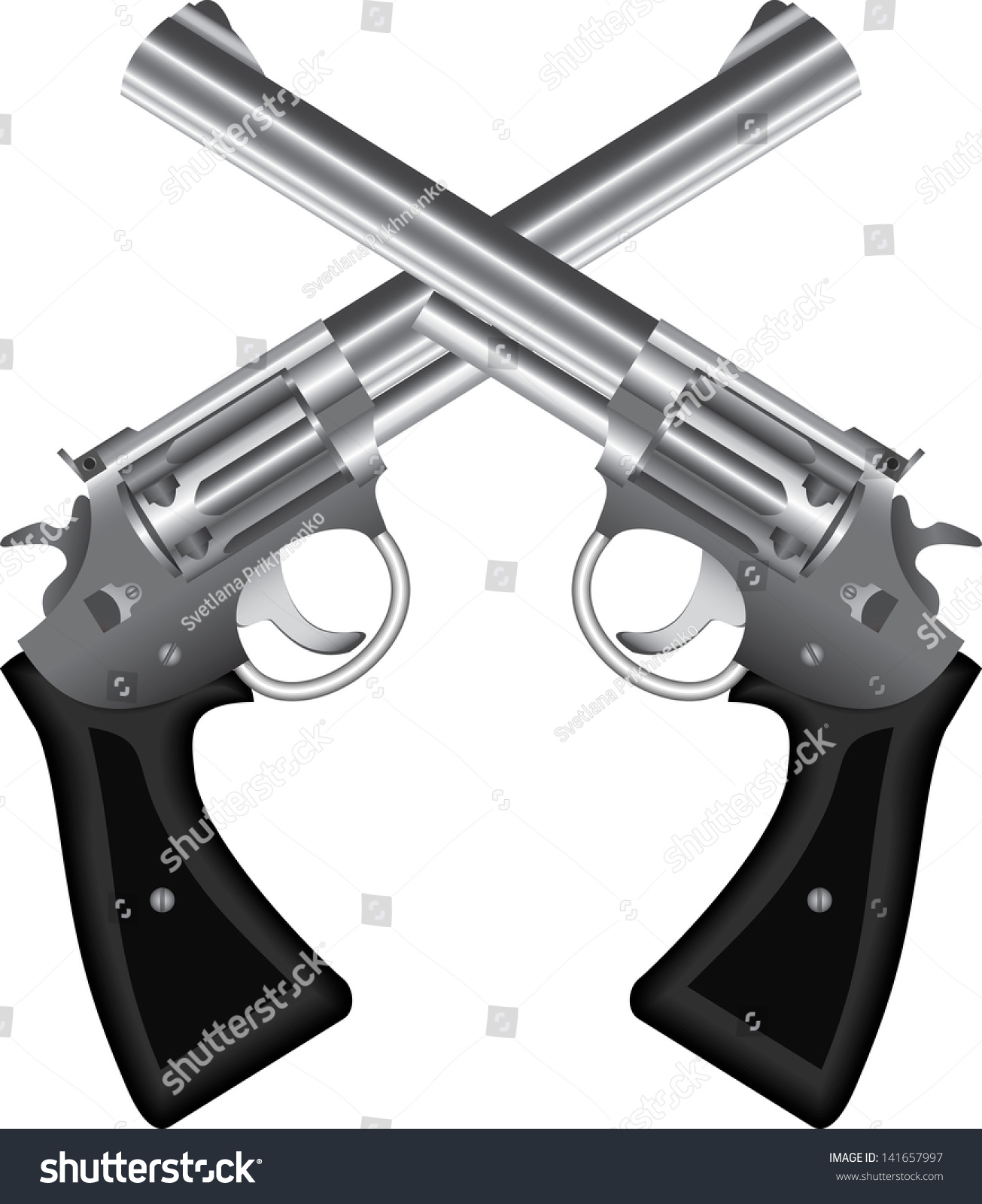 Two Crossed Silver Revolvers Stock Illustration 141657997 | Shutterstock