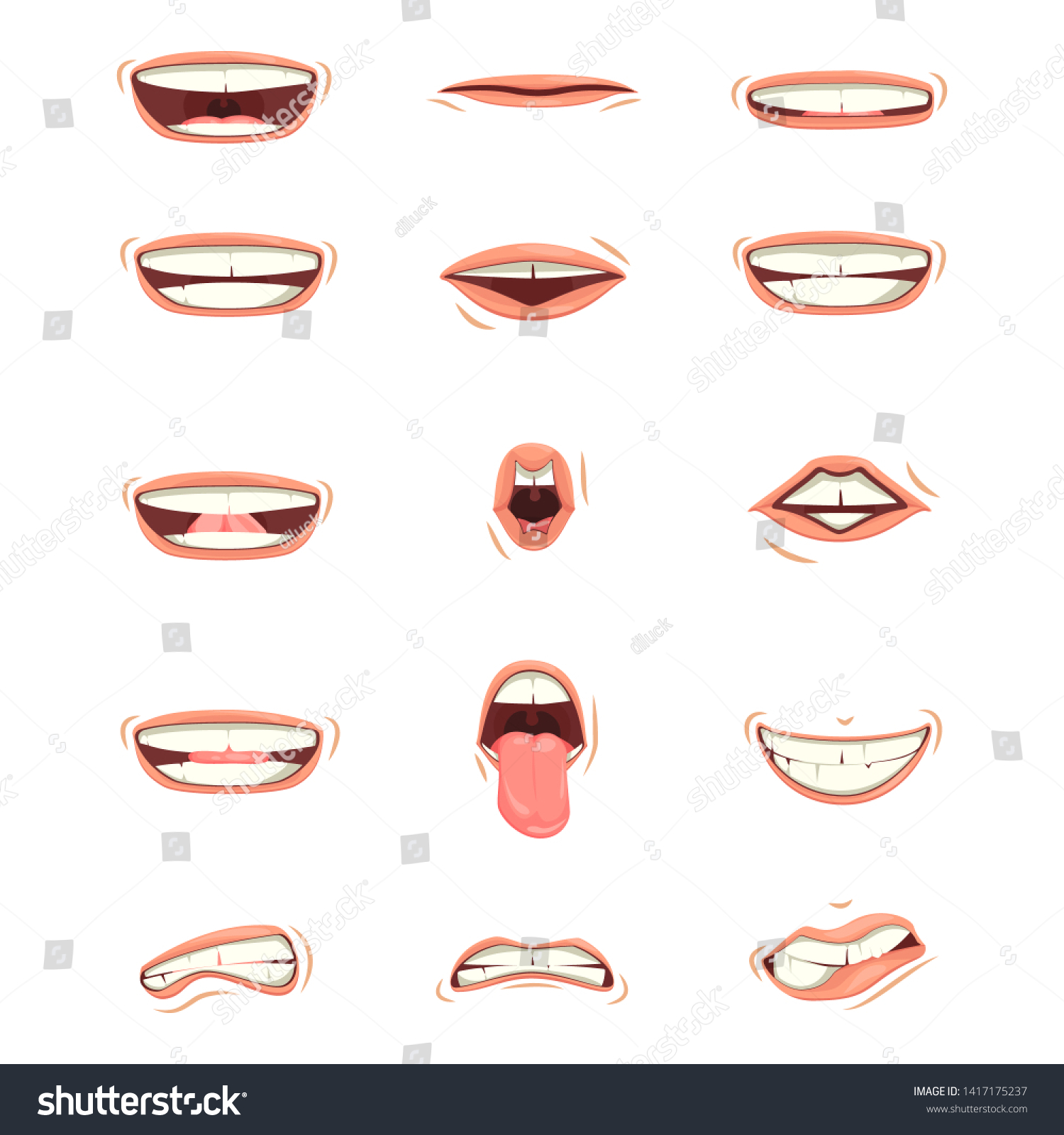 Set Childrens Mens Lips Various Expressions Stock Vector (Royalty Free ...