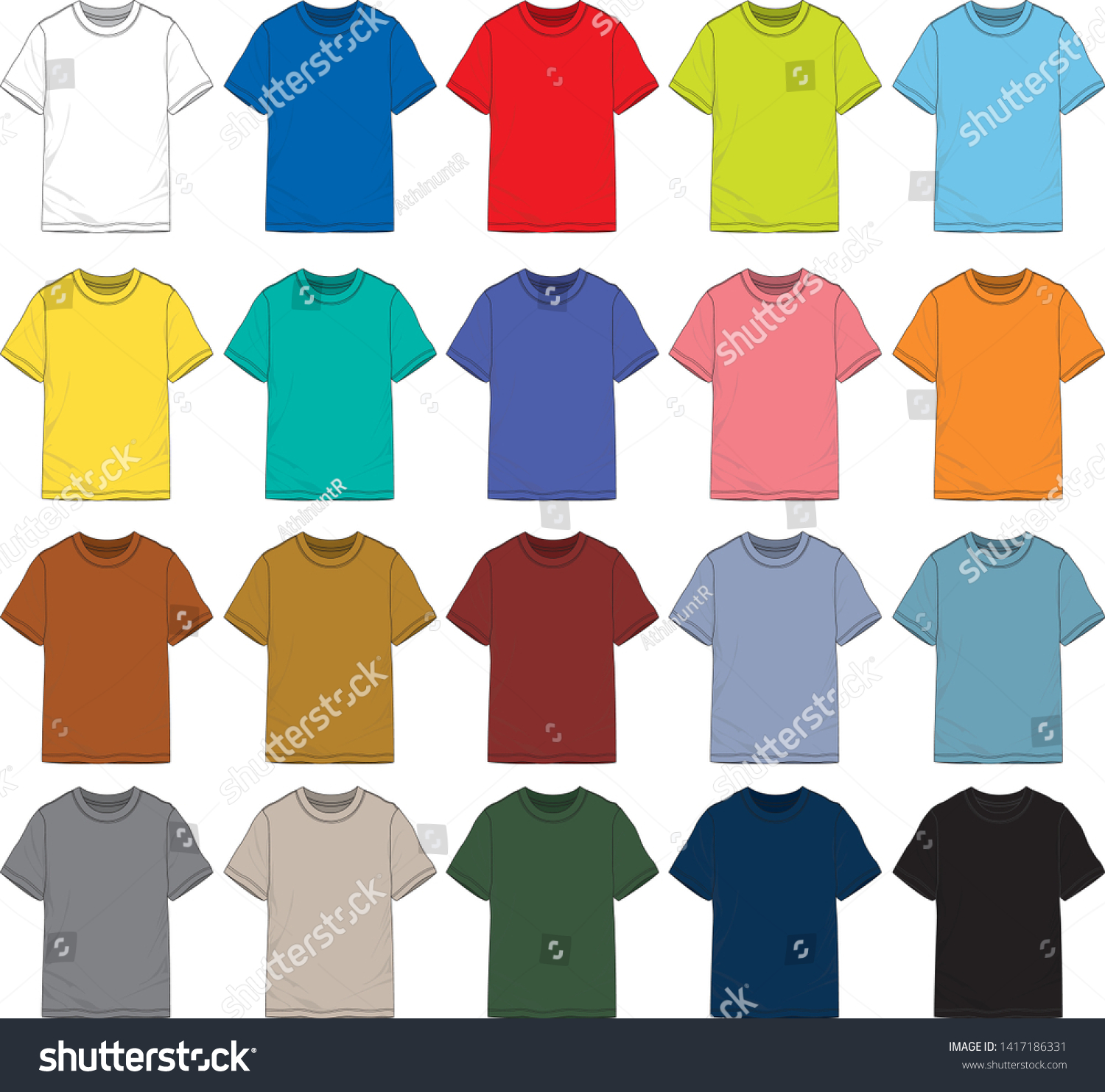 Multicolor Tshirt Set Vector Stock Vector (Royalty Free) 1417186331 ...