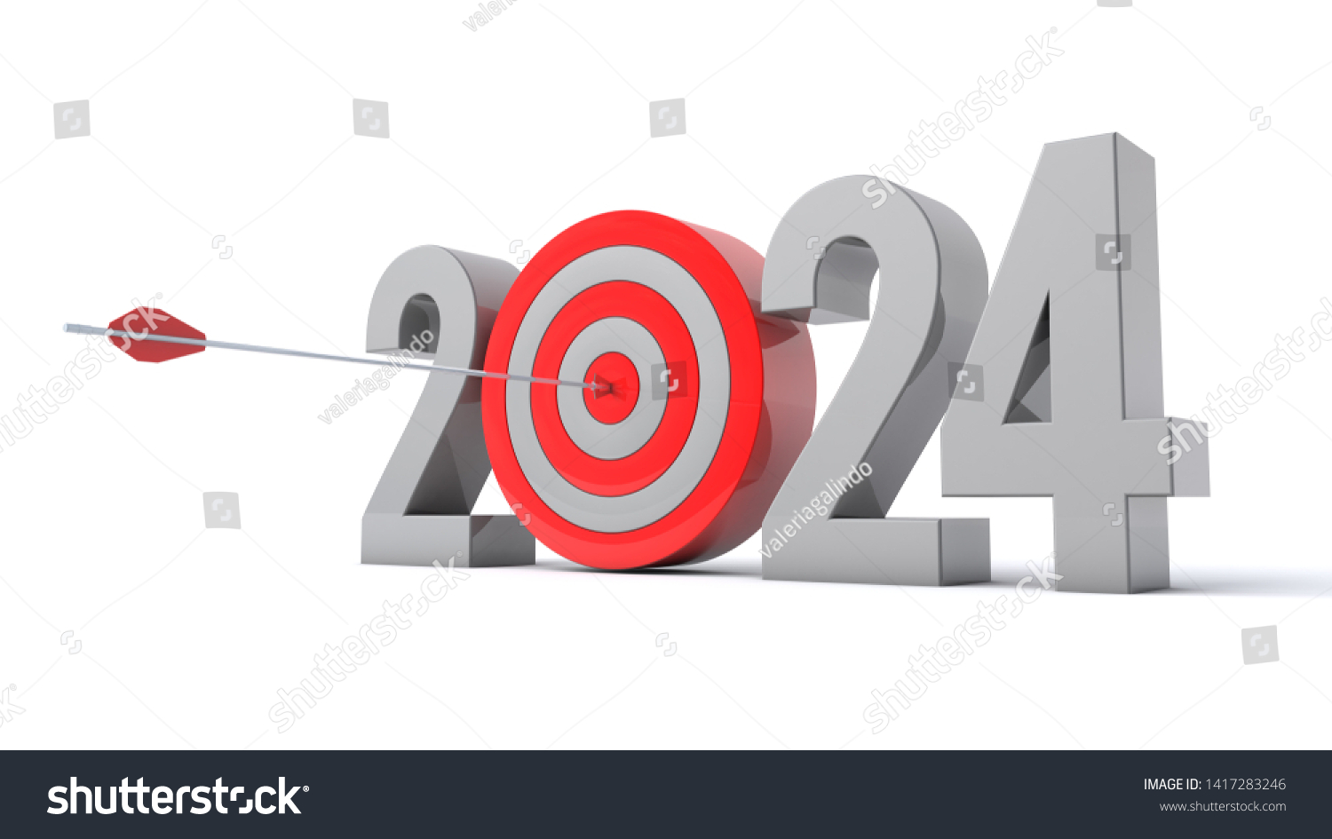 3d Illustration Number 2024 Target Concept Stock Illustration