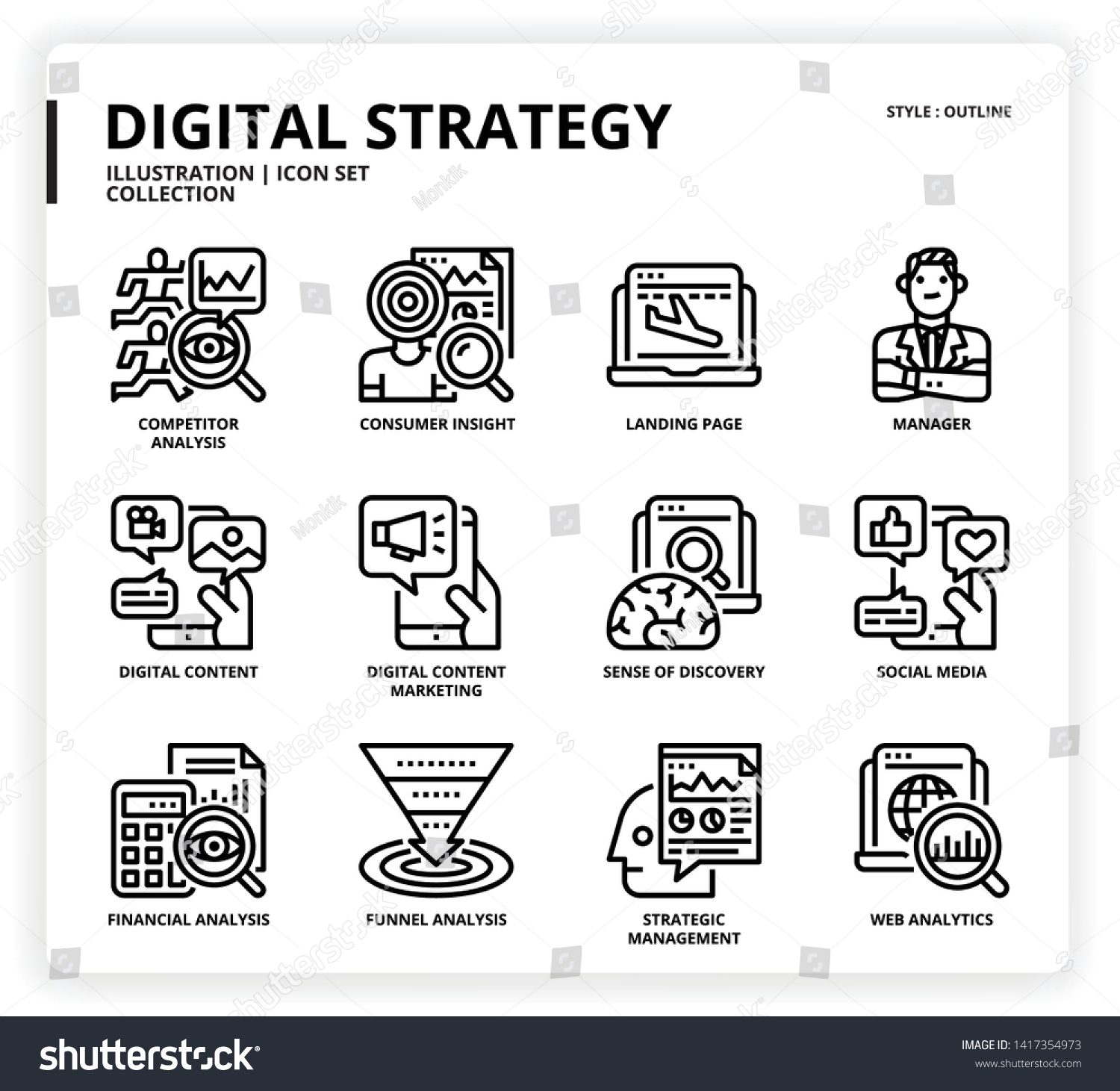 Digital Strategy Icon Set Web Design Stock Vector (Royalty Free ...