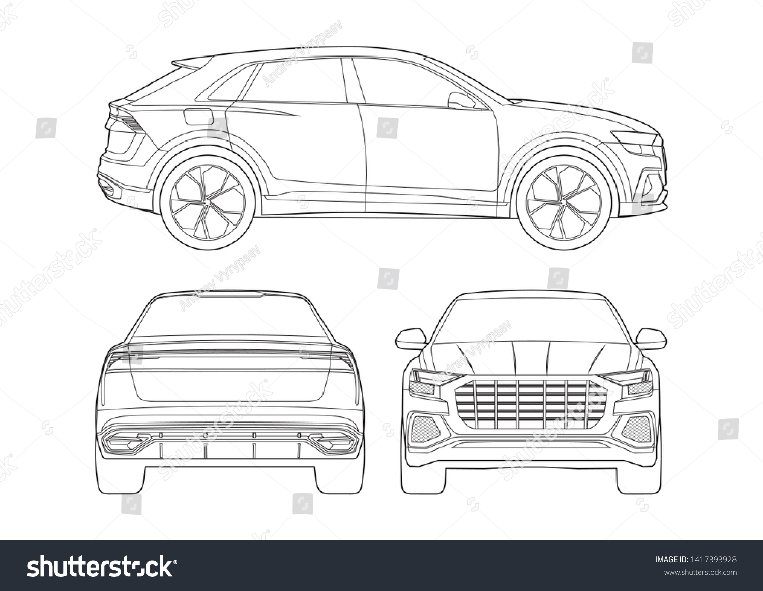 Vector Layout Contour Drawing Suv Audi Stock Vector (Royalty Free ...