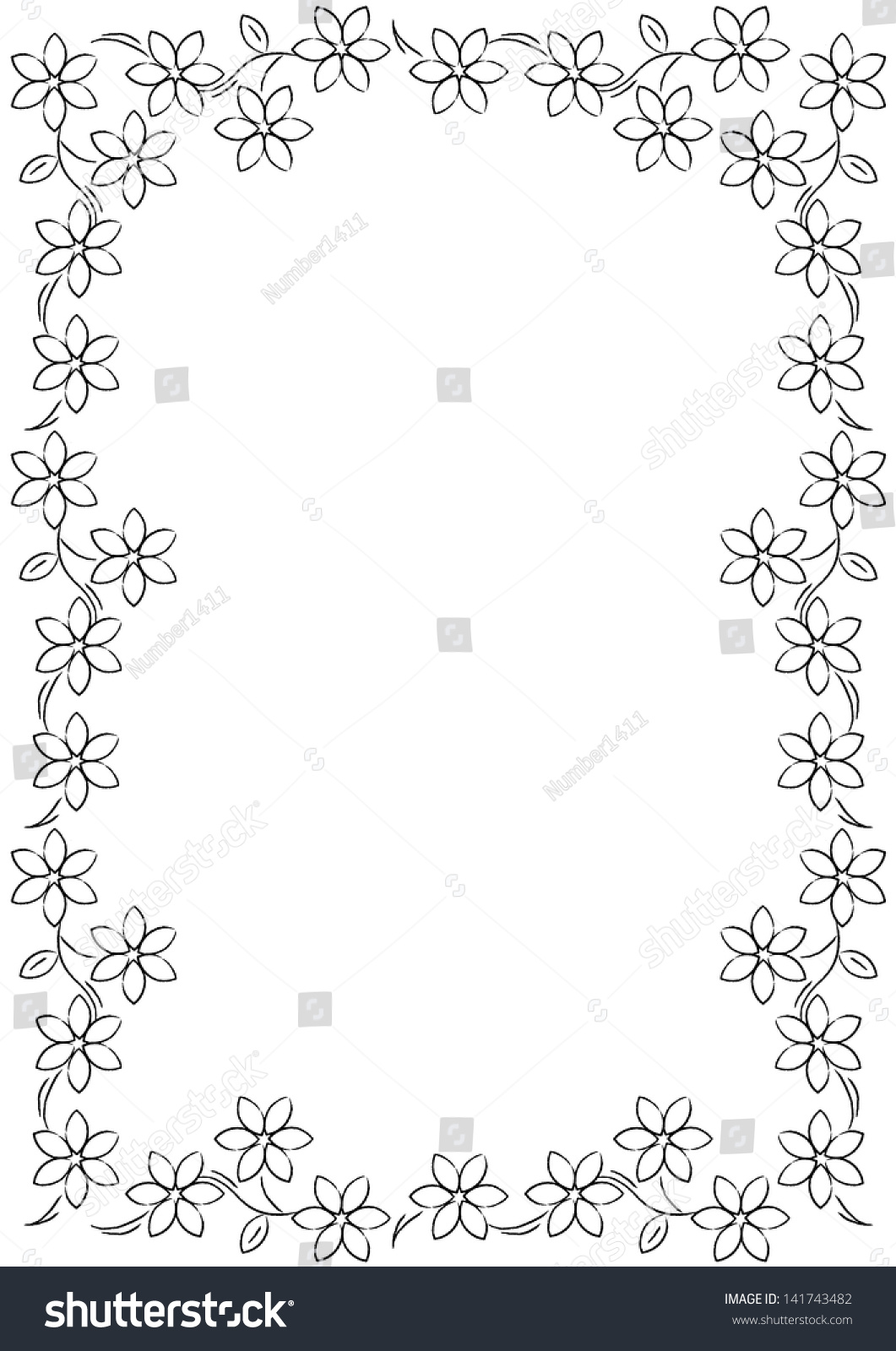 Flower Border Background Black White Stock Illustration 141743482 ...