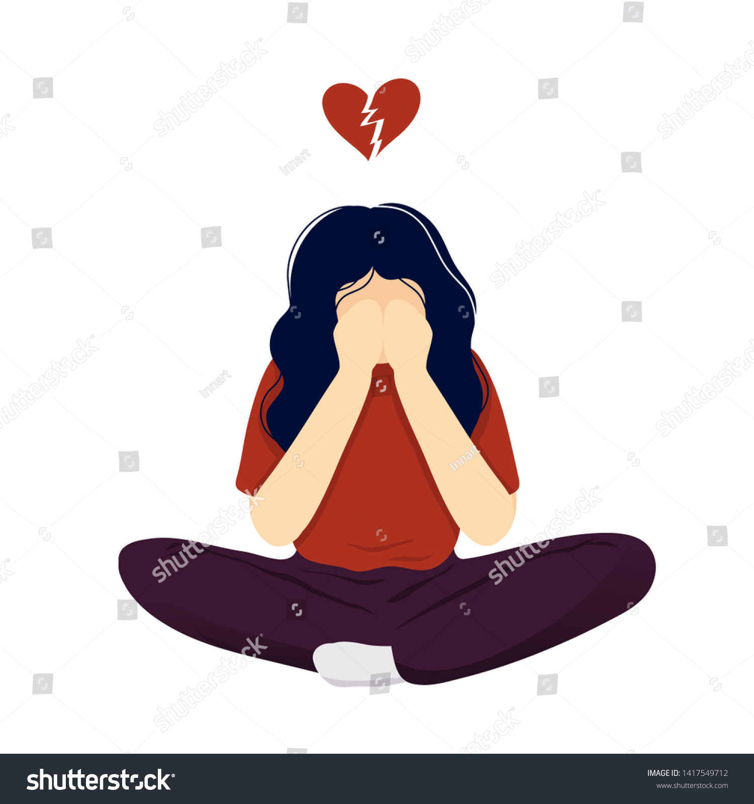 Young Woman Depression After Breakup Sitting Stock Vector (royalty Free 