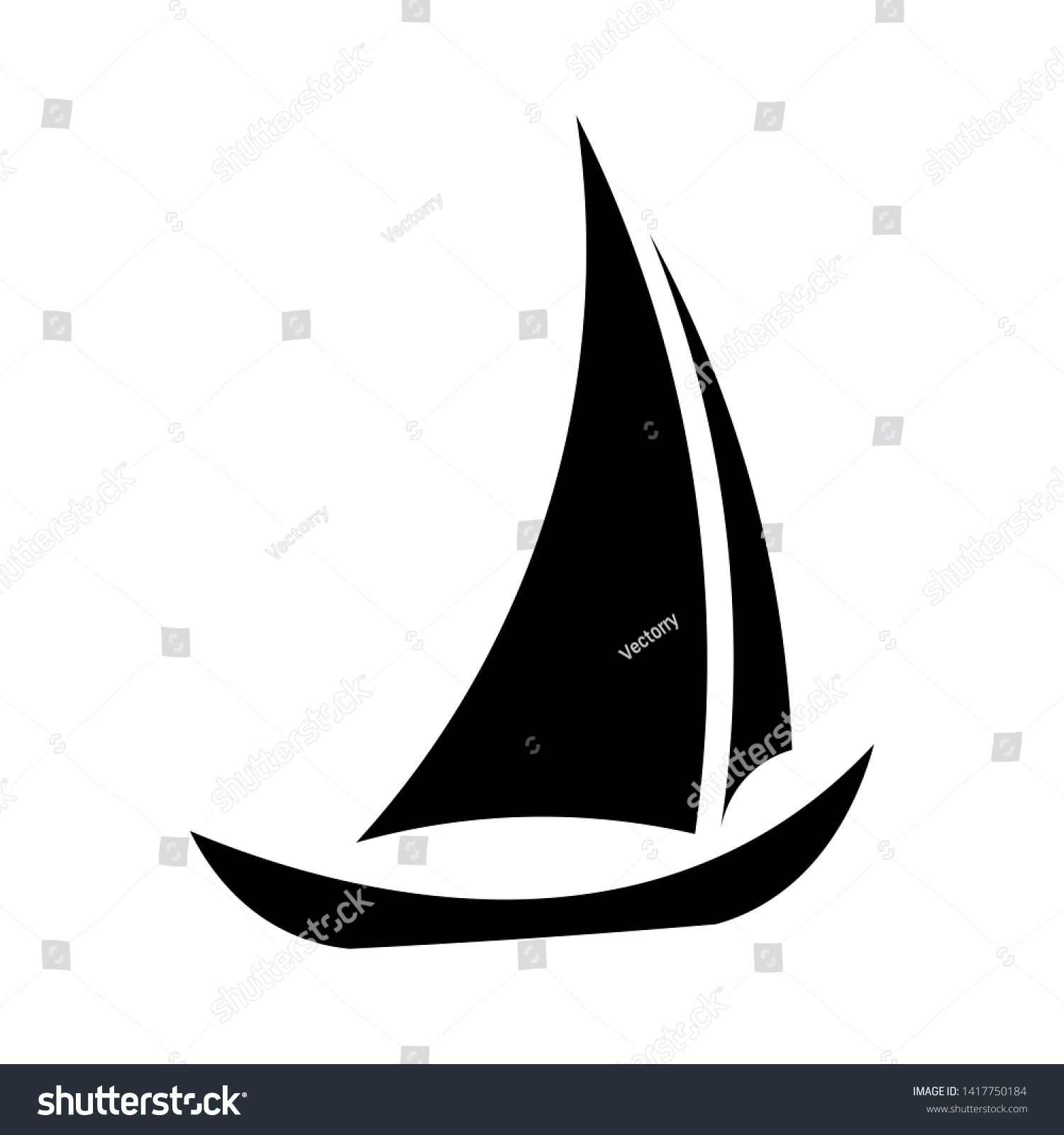 Boat Vector Icon Black Silhouette Vector Stock Vector (Royalty Free ...