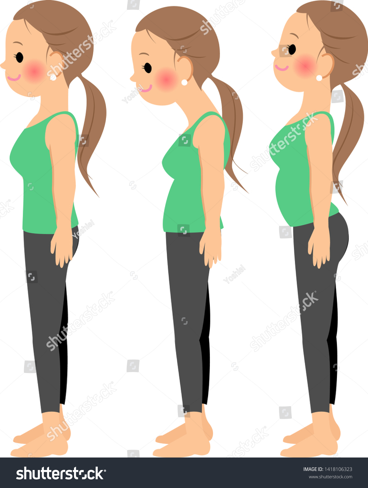 Correct Standing Walking Posture Woman Stock Vector (Royalty Free ...