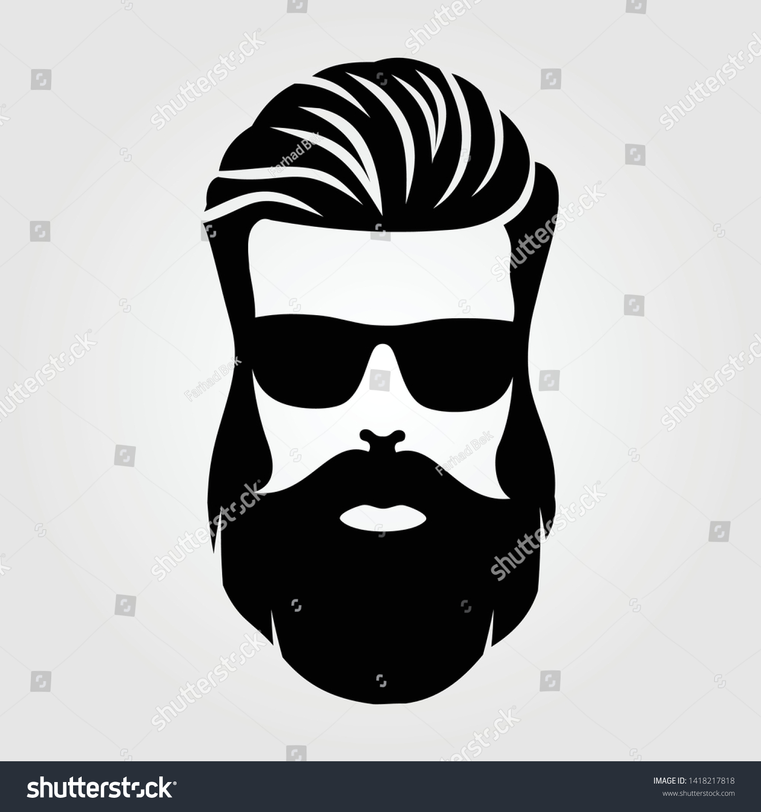 Bearded Men Hipster Face Fashion Silhouette Stock Vector (Royalty Free ...