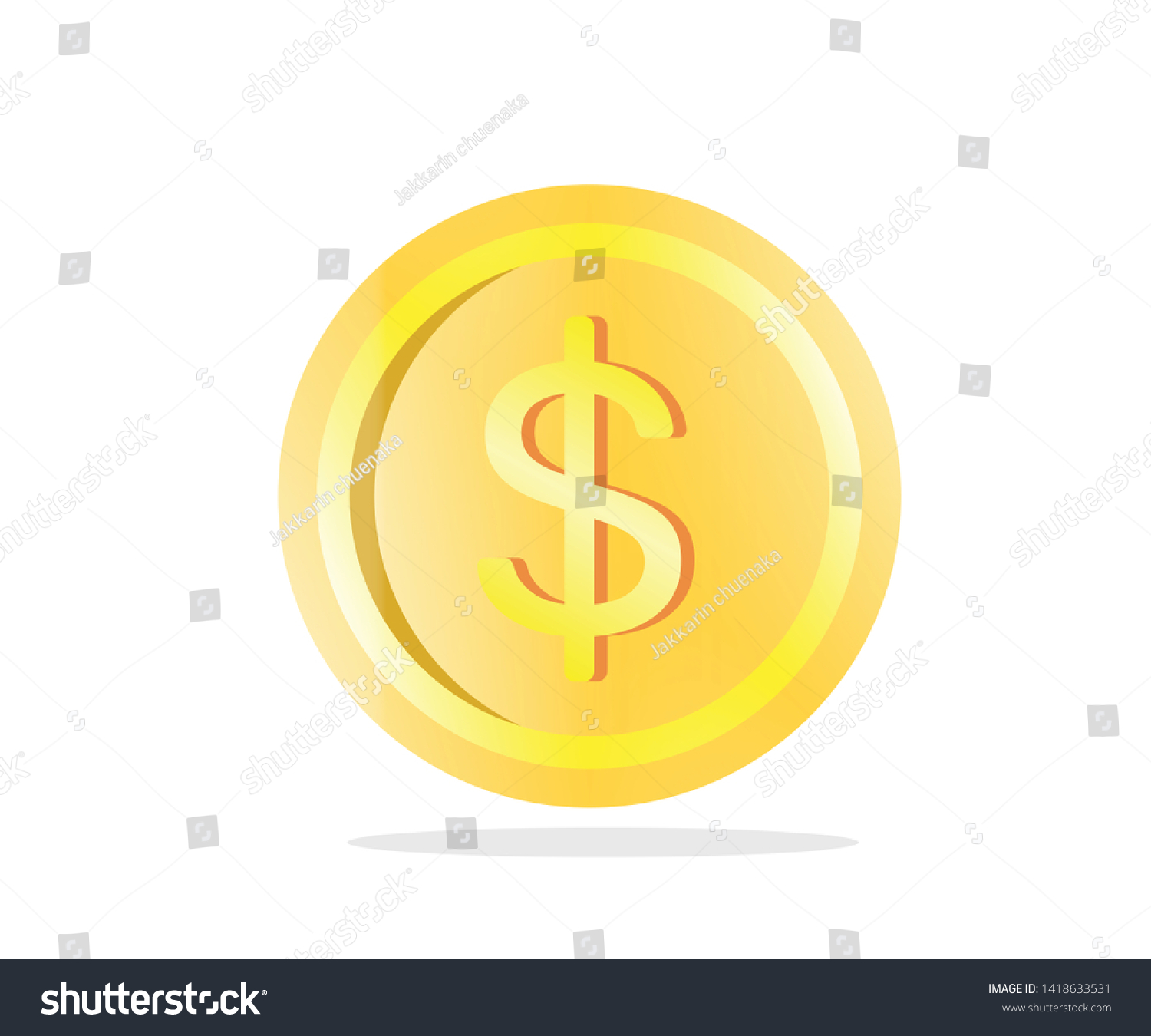 Cartoon Dollar Coin White Backgroundvector Eps10 Stock Vector (royalty 