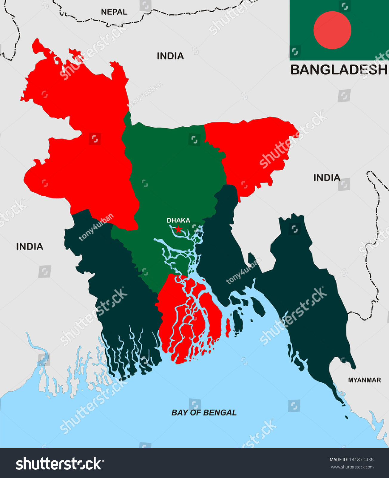 Political Map Bangladesh Country Flag Illustration Stock Illustration ...