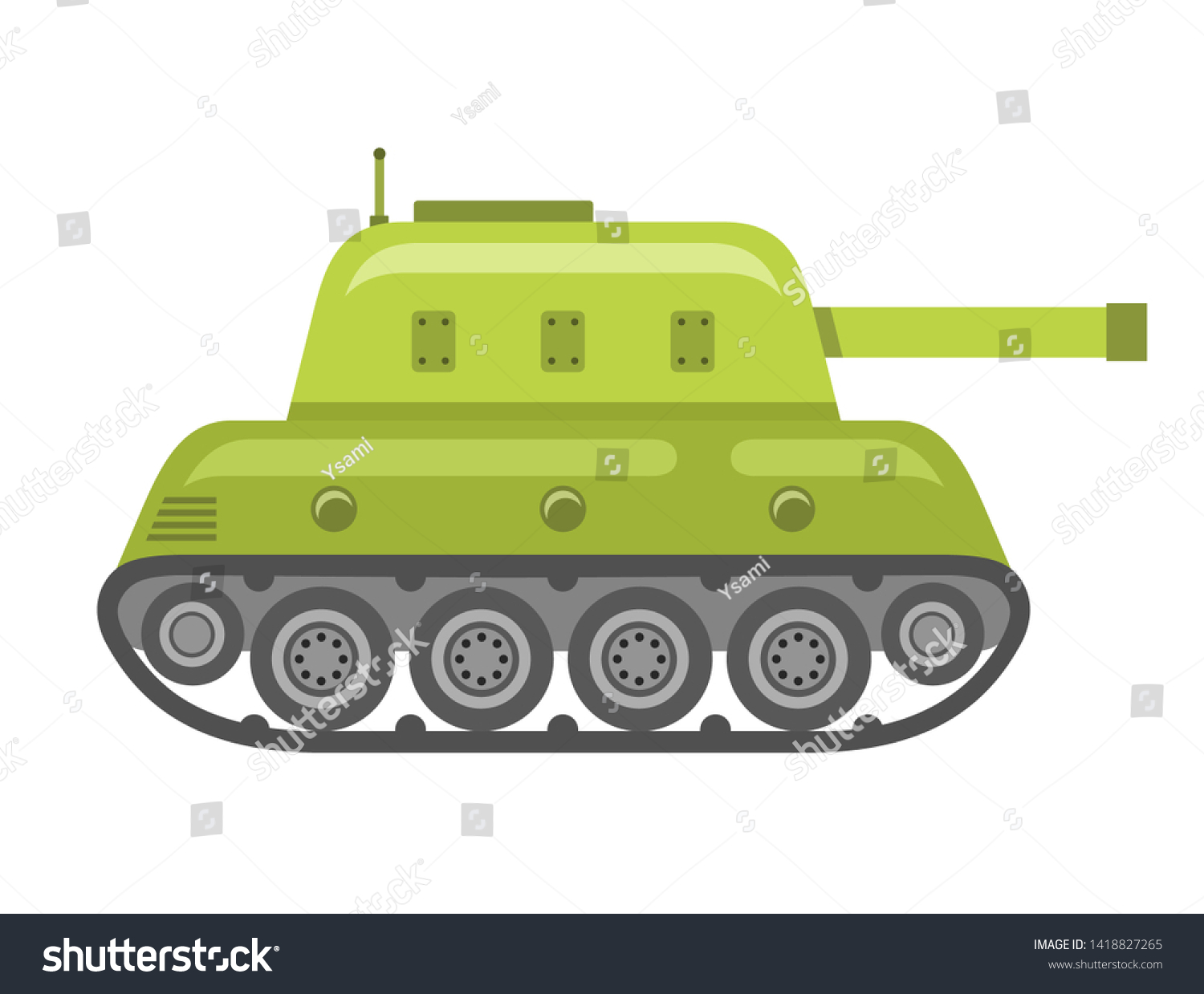 Cartoon Battle Tank On White Background Stock Vector (Royalty Free ...