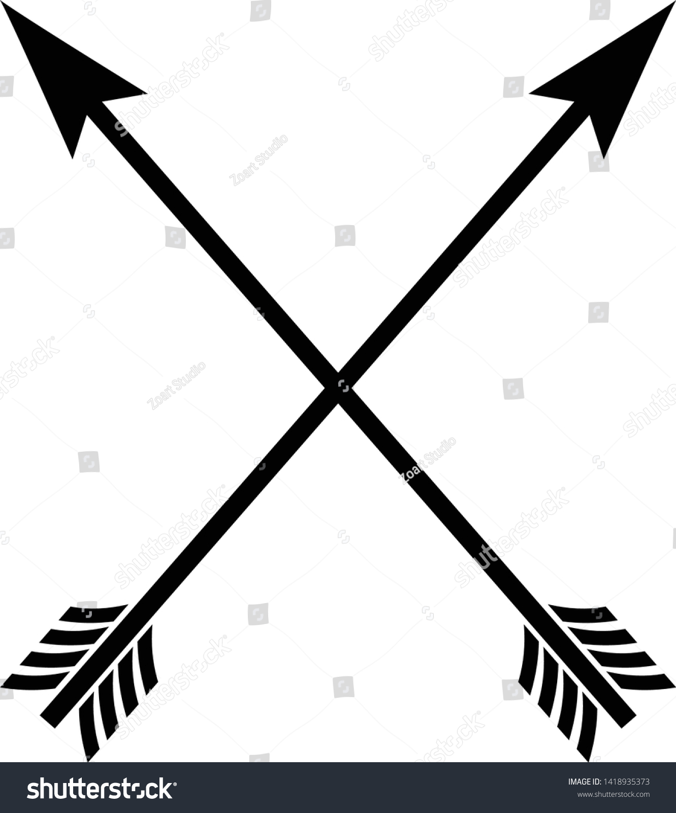 Black Crossed Arrow Vectorsarchery Icon Archery Stock Vector (Royalty ...