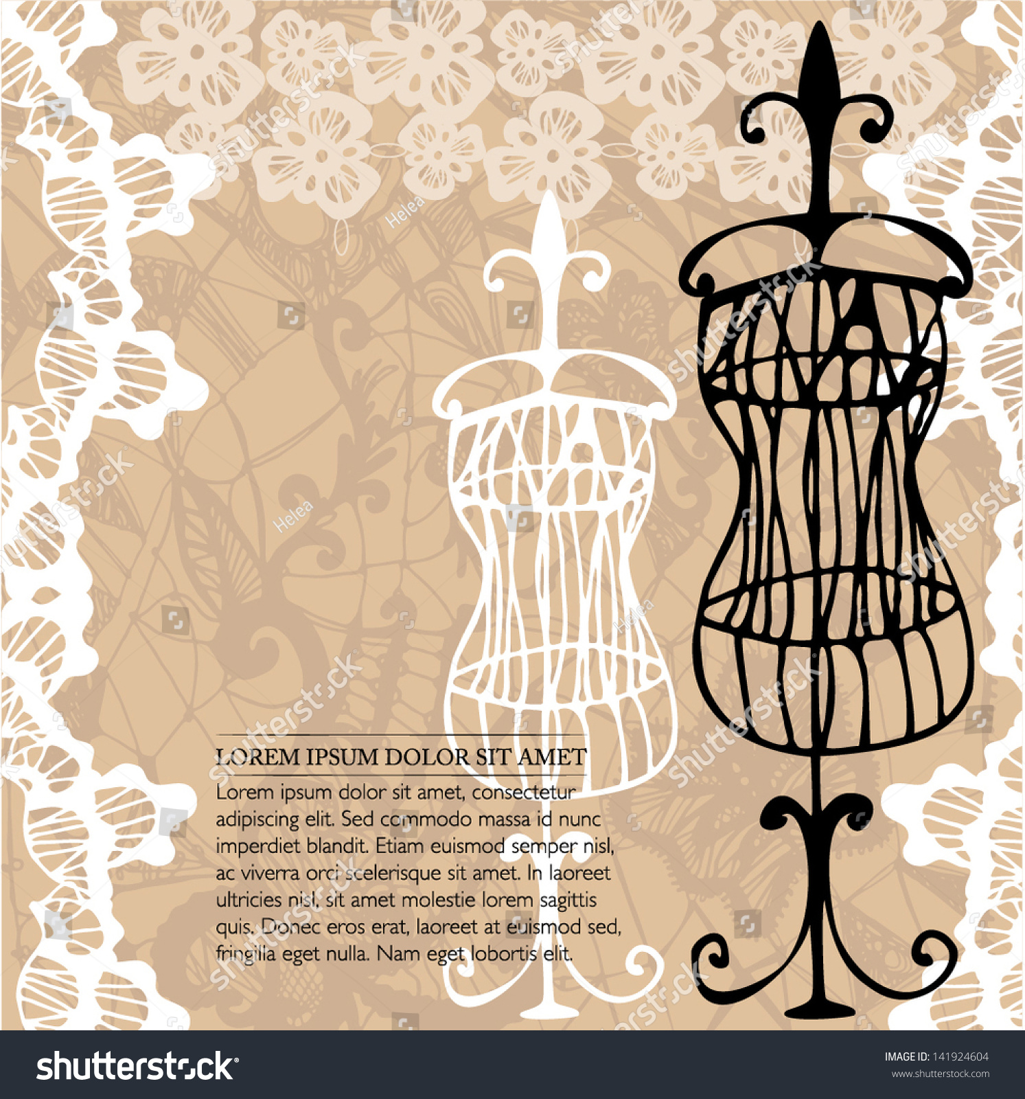 Illustrated Mannequin On Lace Background Vector Stock Vector (Royalty ...