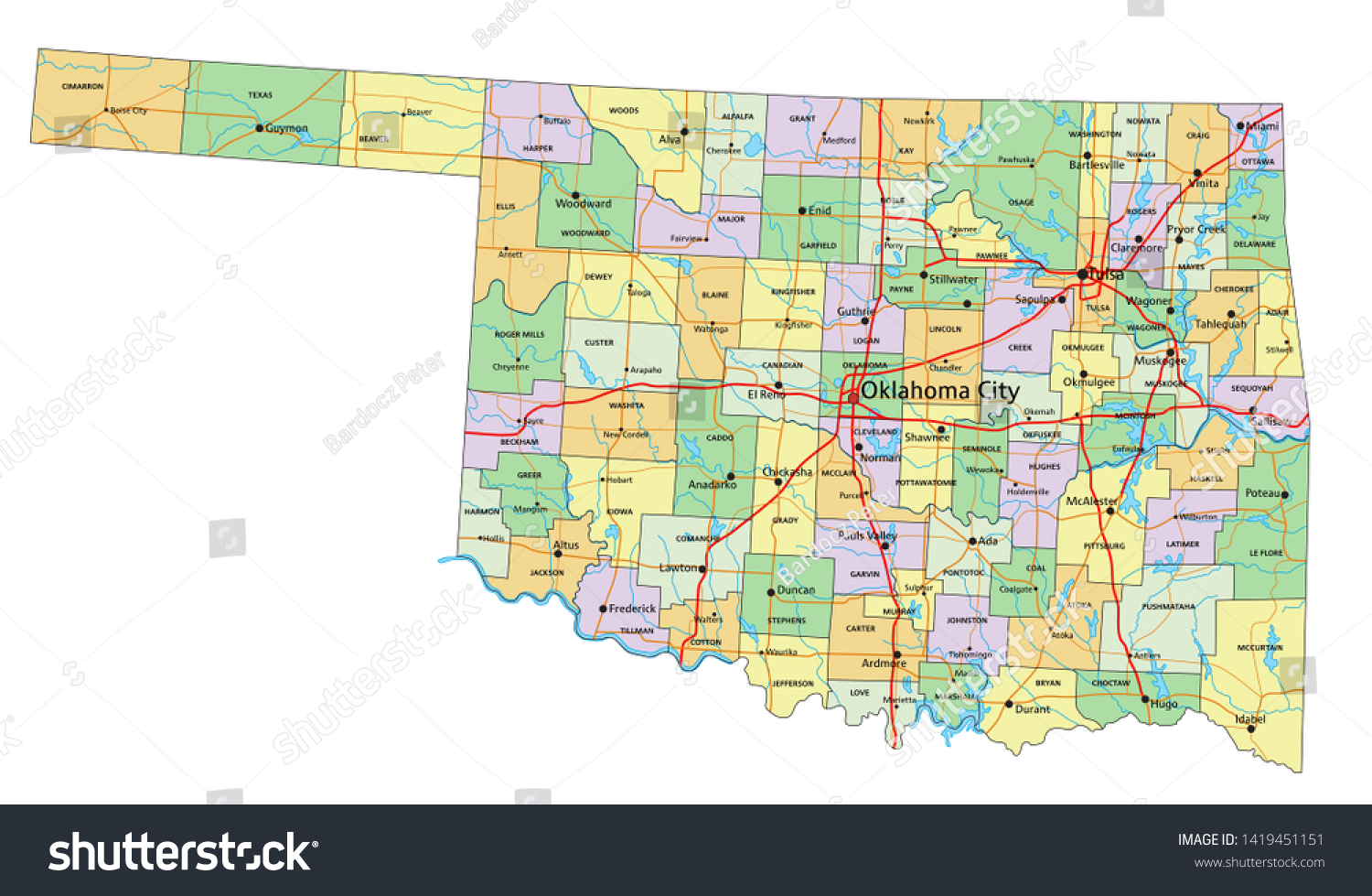 Architectural 3d Oklahoma Political Map Cgtrader 7875