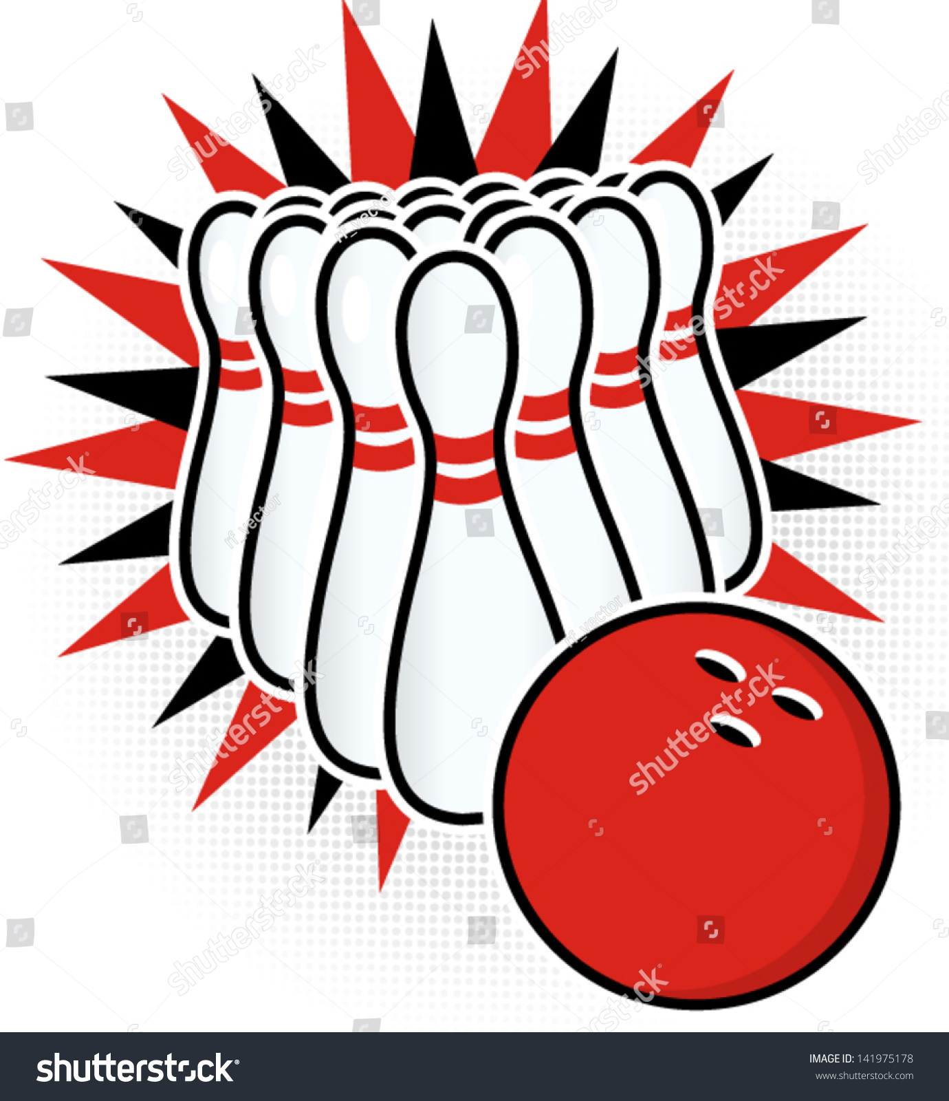 Retro Bowling Clipart Stok Vektör (Telifsiz) 141975178 Shutterstock.