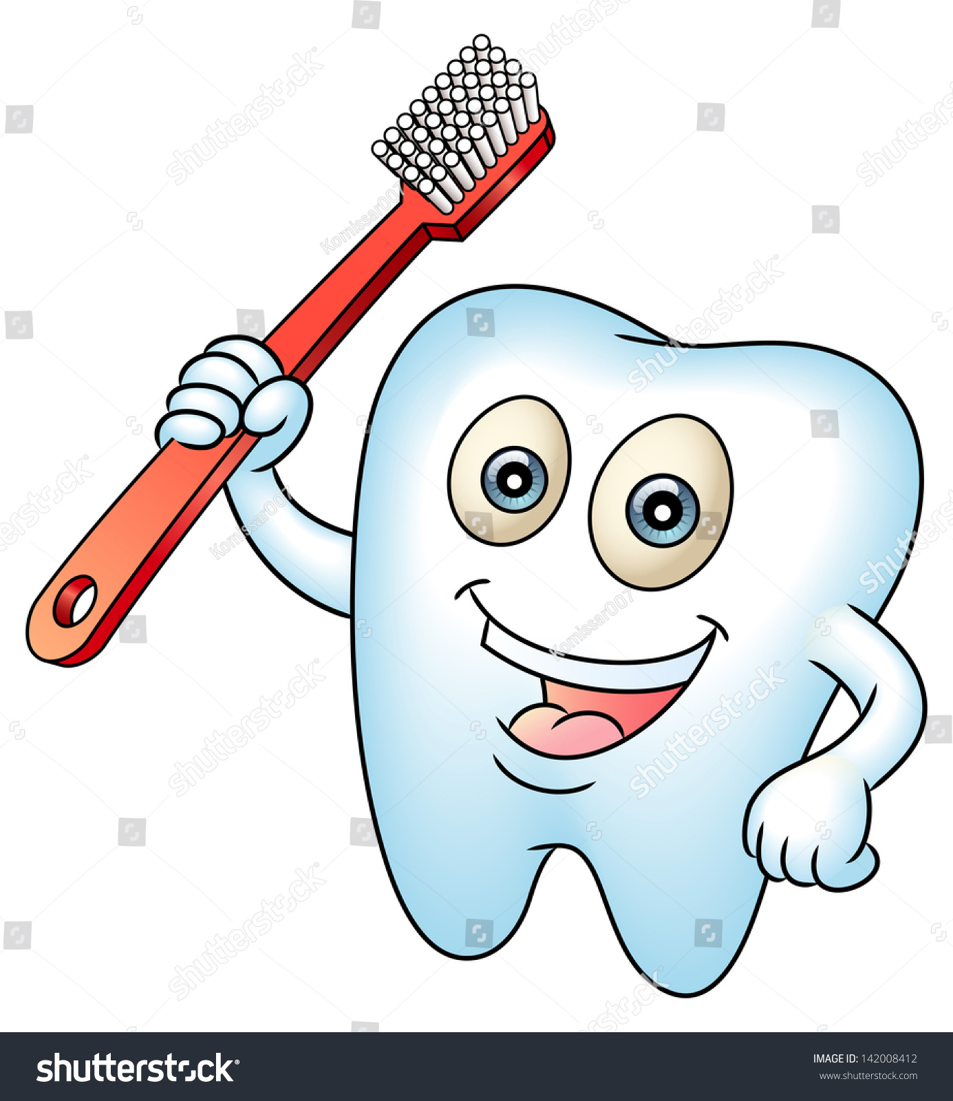 Зубик с щеткой и зубной пастой