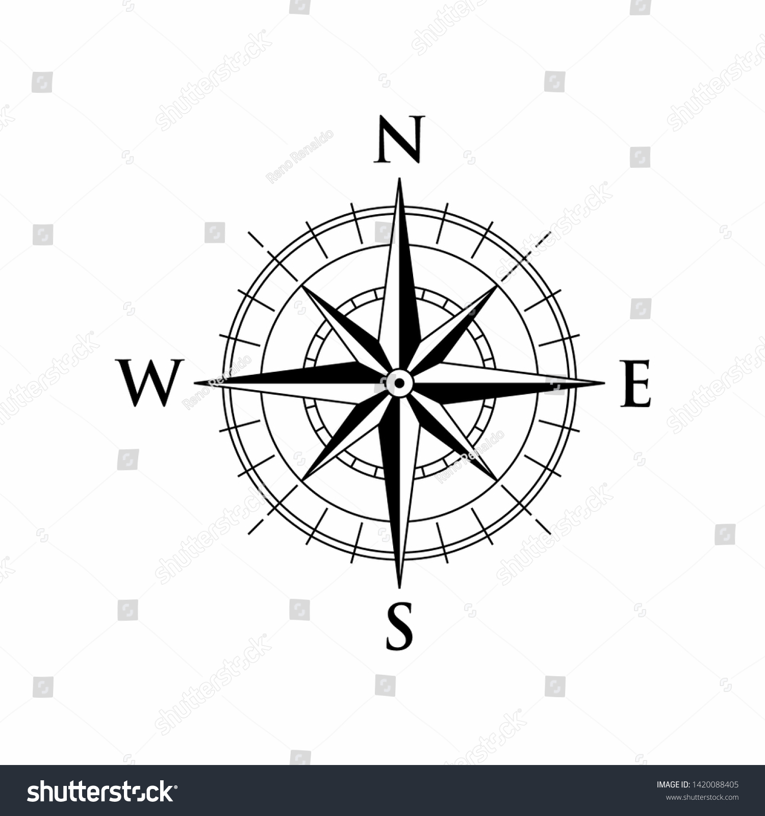 Vector Compass Rose North South East Stock Vector (Royalty Free ...