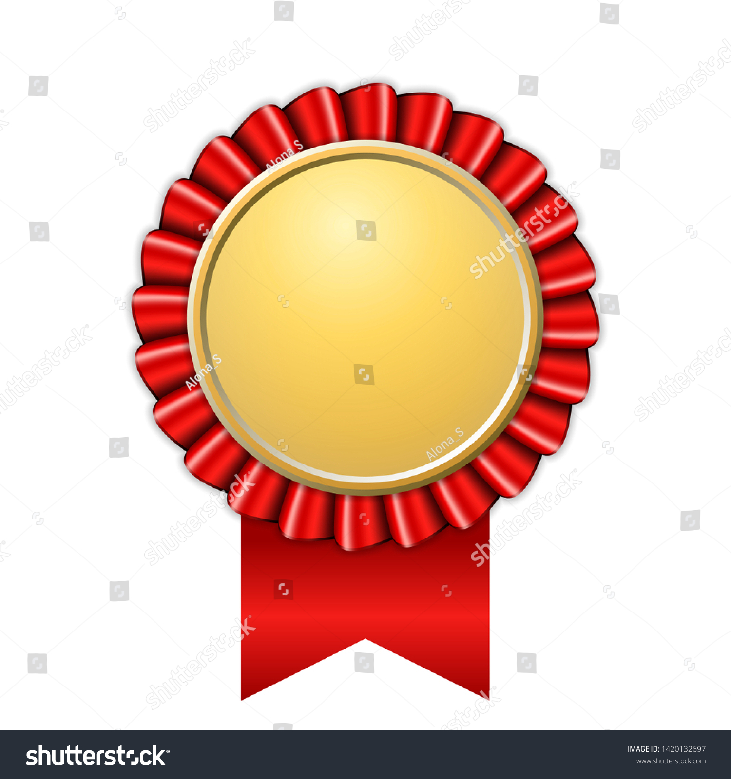 Award Ribbon Gold Icon Golden Red Stock Vector (royalty Free 