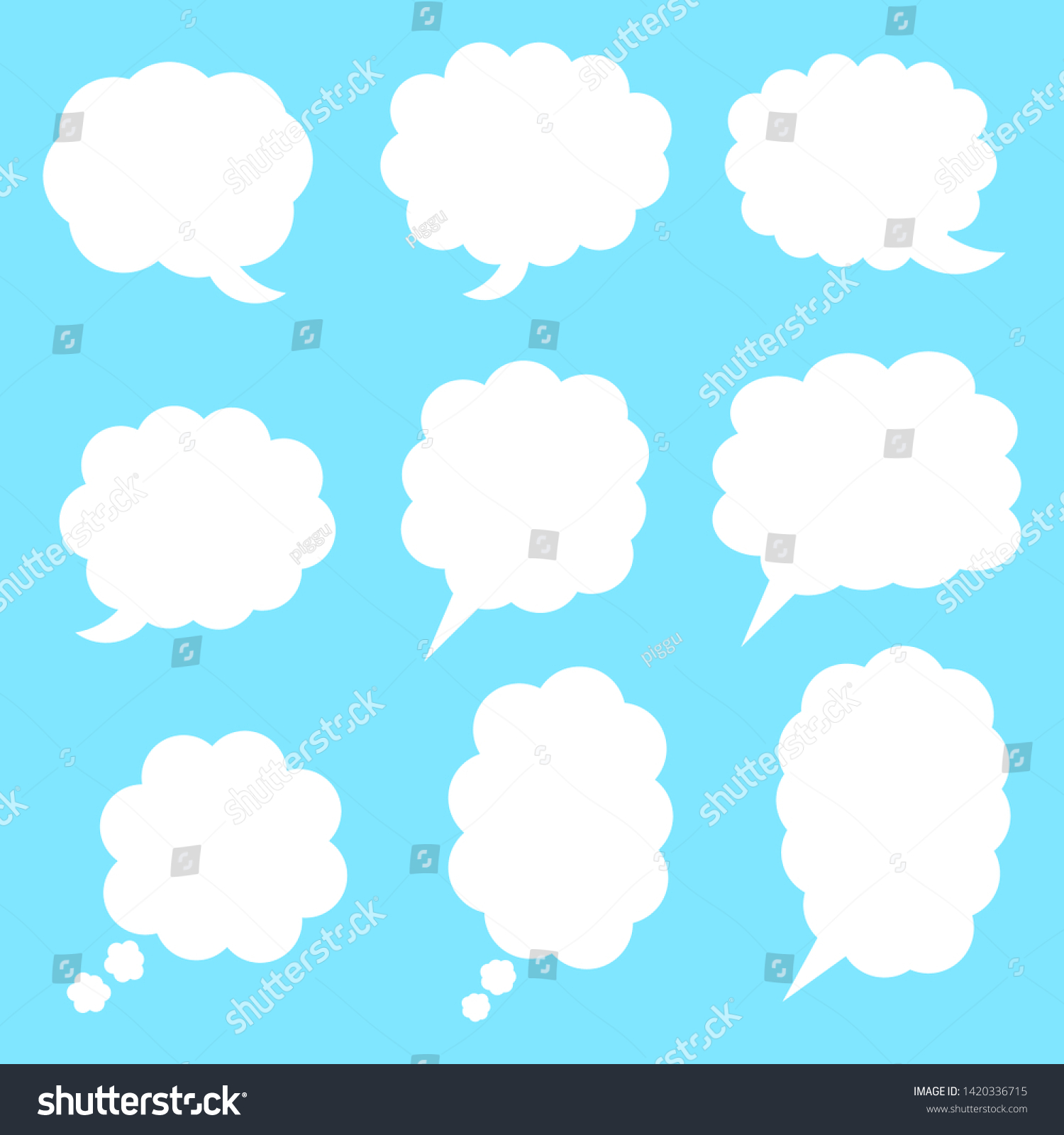 White Blank Cartoon Speech Bubbles Cloud Stock Vector Royalty Free 1420336715 Shutterstock 9771