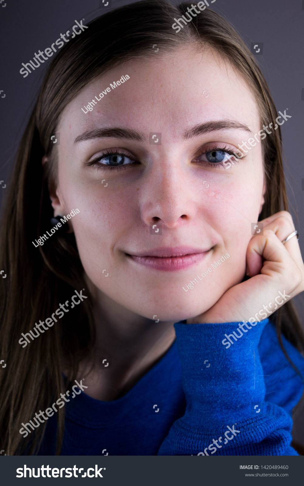 Brown Hair Blue Eye Model Looking Stock Photo 1420489460 | Shutterstock