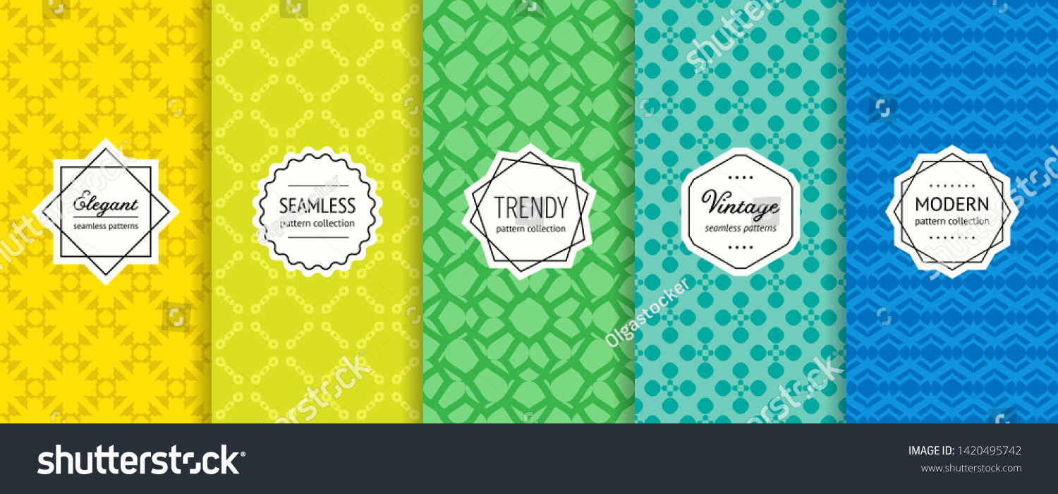 Vector Geometric Seamless Patterns Collection Set Stock Vector (Royalty ...