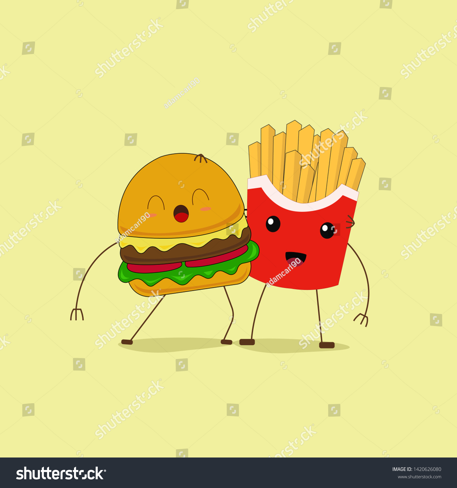 Kawaii Junk Food Couple Vector Illustration Stock Vector (Royalty Free ...