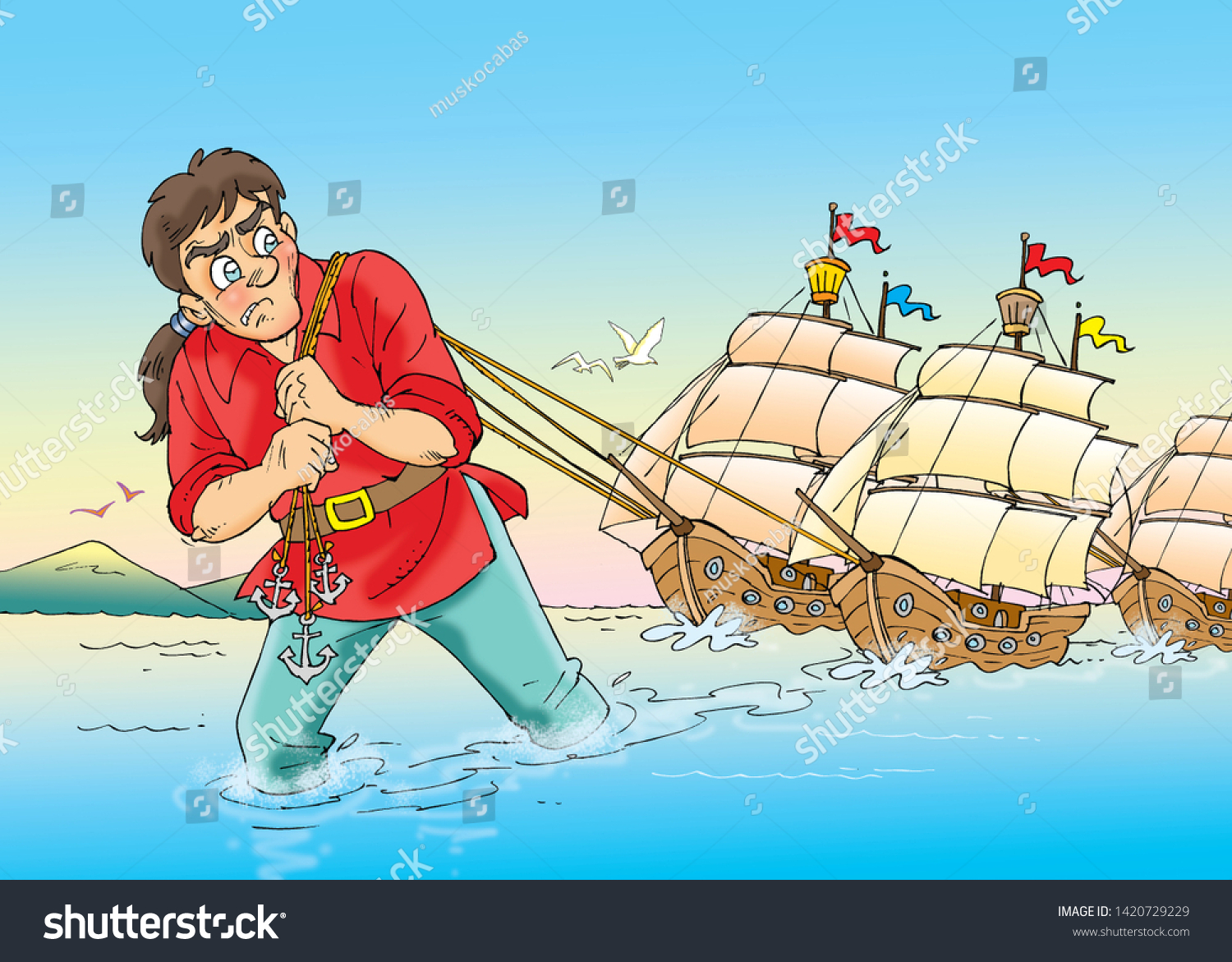 Childrens Fairy Tales Gullivers Travels Stock Illustration 1420729229 ...