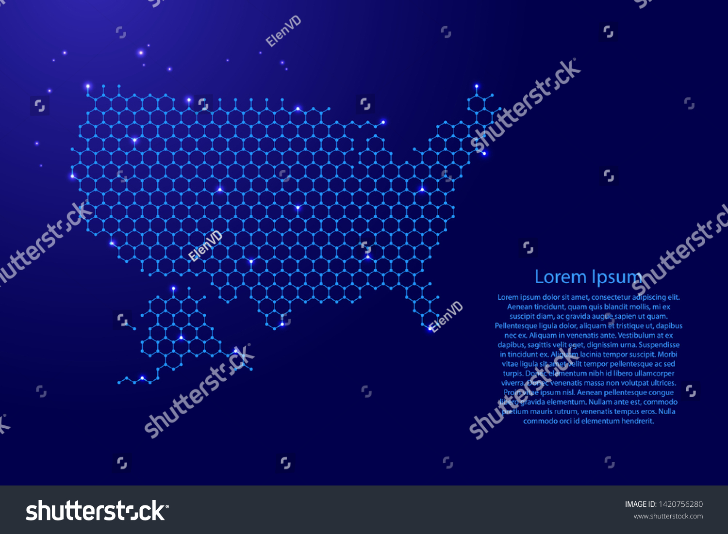 United States America Map Futuristic Hexagonal Stock Vector (royalty 