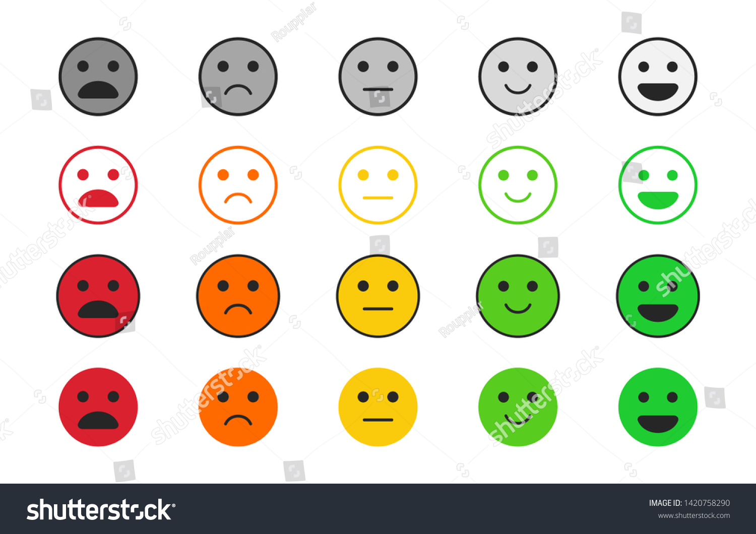 Set Satisfaction Levels Emotion Rating User Stock Vector (Royalty Free ...