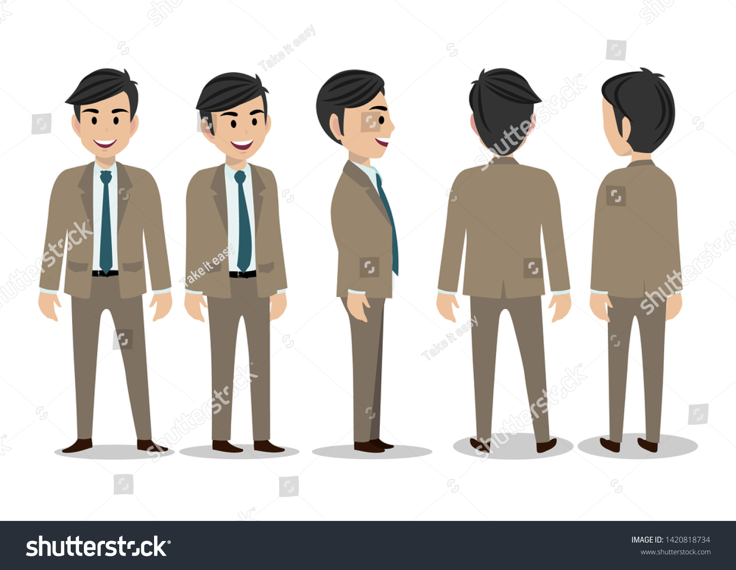 Cartoon Character Business Man Suit Animation Stock Vector (Royalty ...