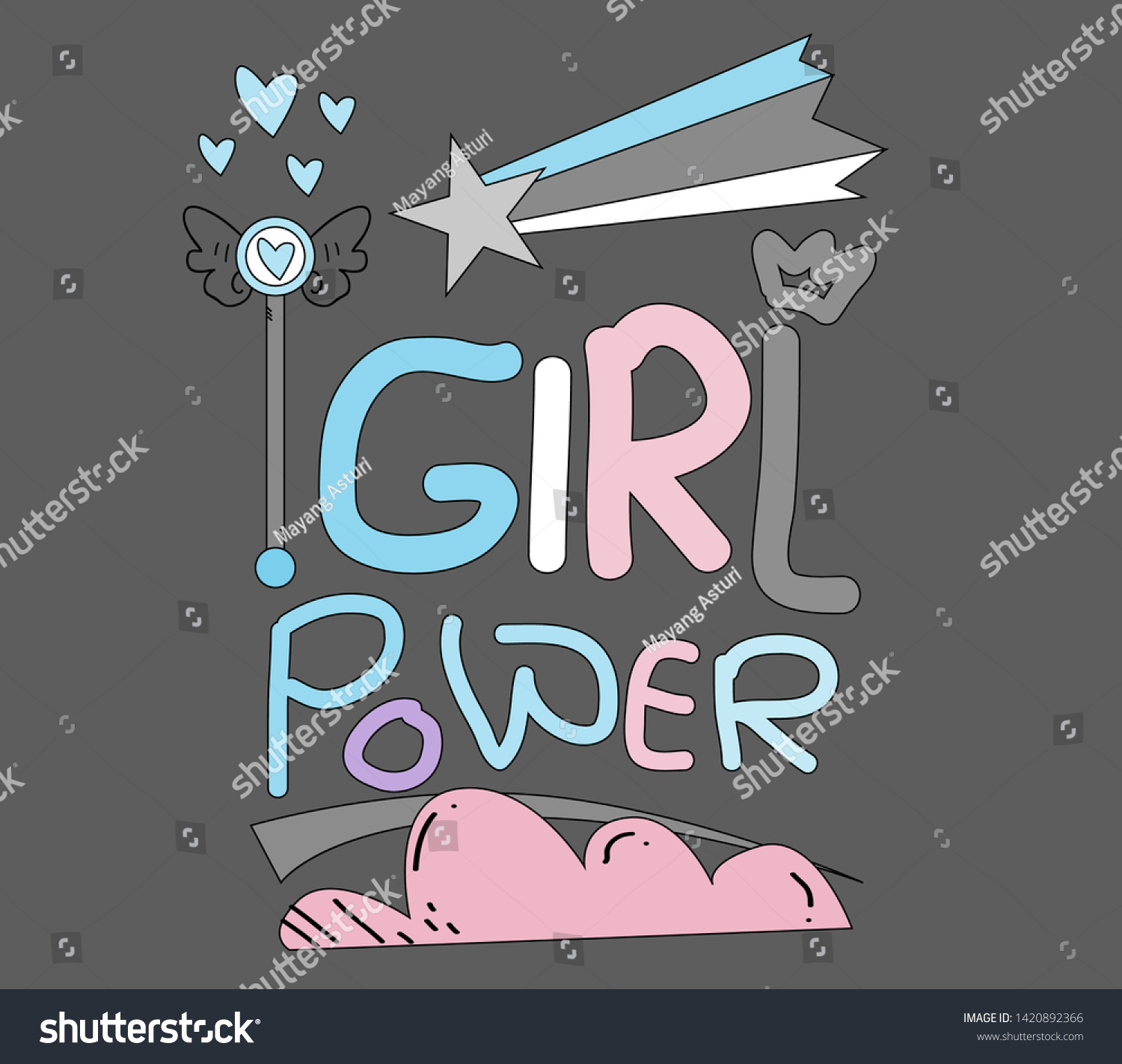 Girl Power Set Cute Doodle Print Stock Vector (Royalty Free) 1420892366 ...