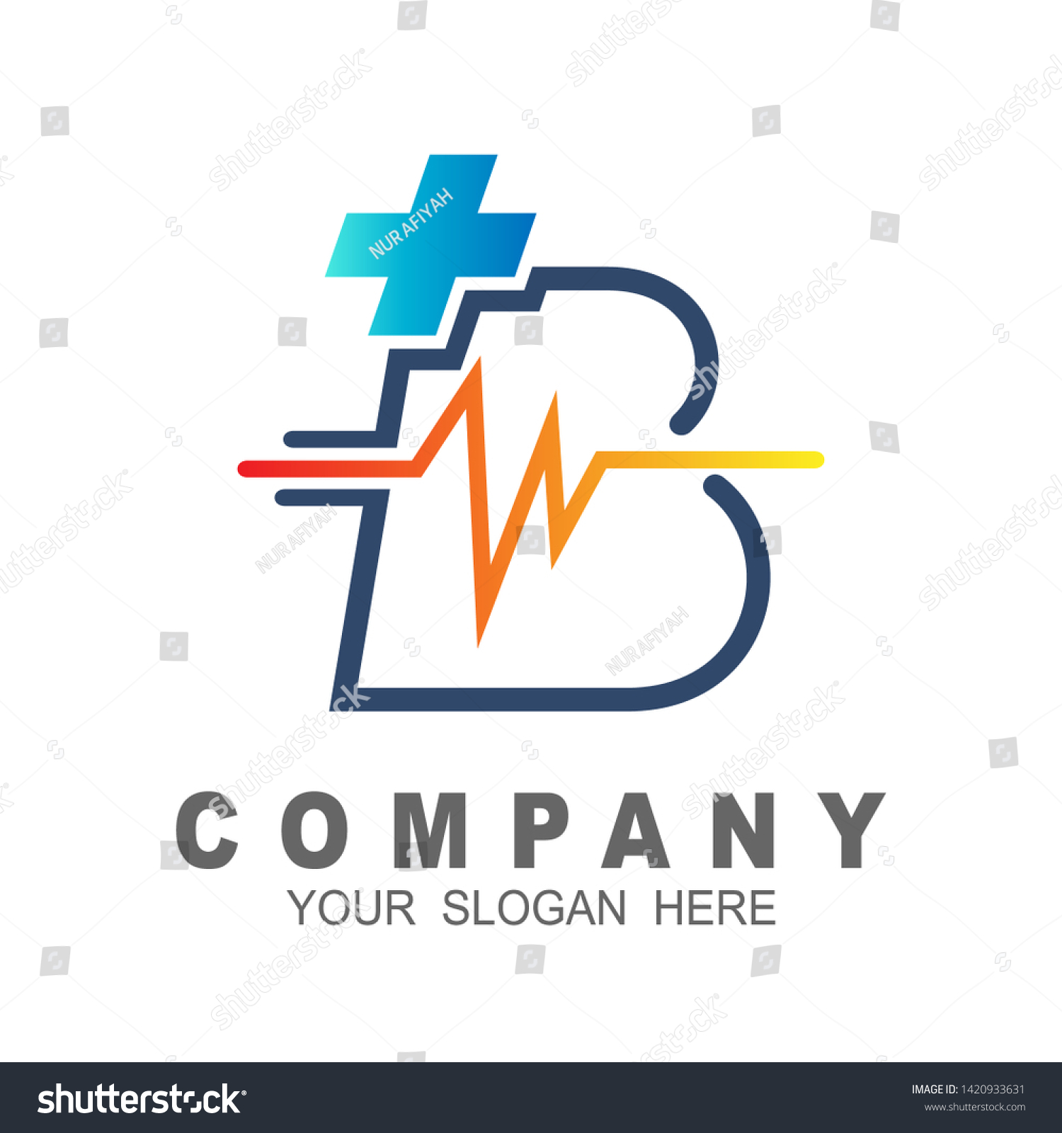 B Health Pulse Letter Logo Template Stock Vector (Royalty Free ...