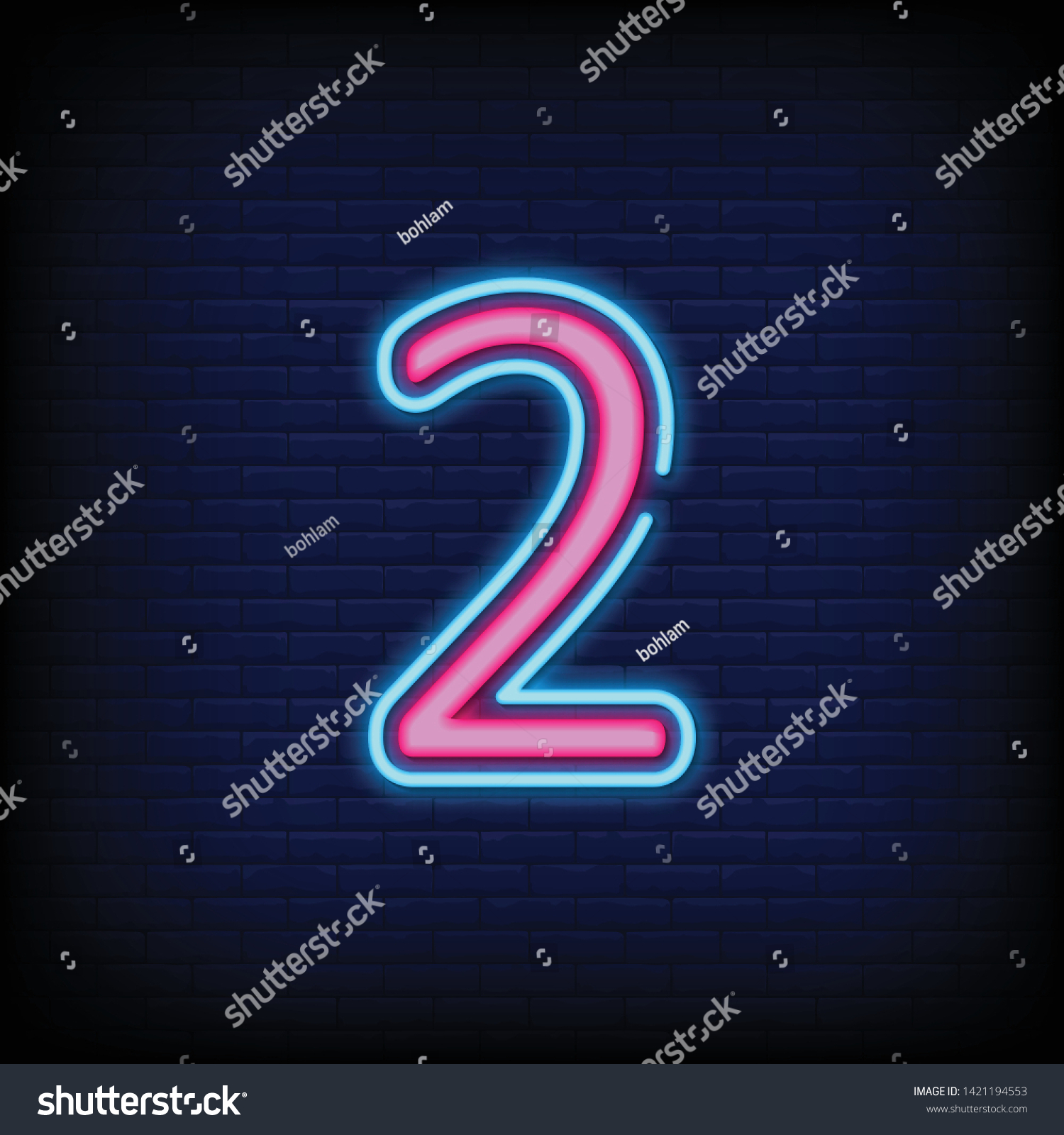 Number Two Symbol Neon Sign Brick Stock Vector (Royalty Free ...