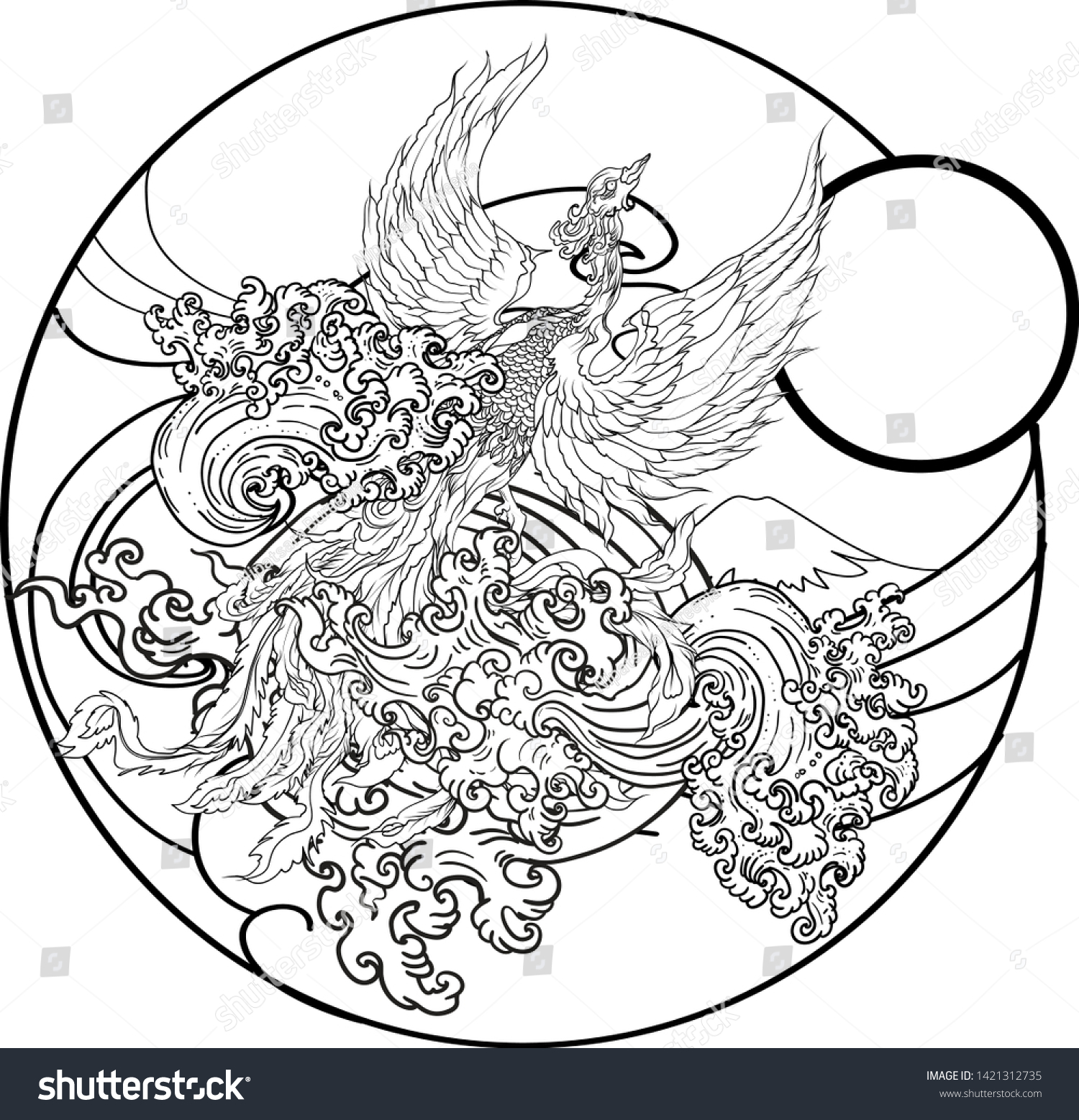 Tatouage Phoenix Colore Dessine A La Image Vectorielle De Stock Libre De Droits Shutterstock