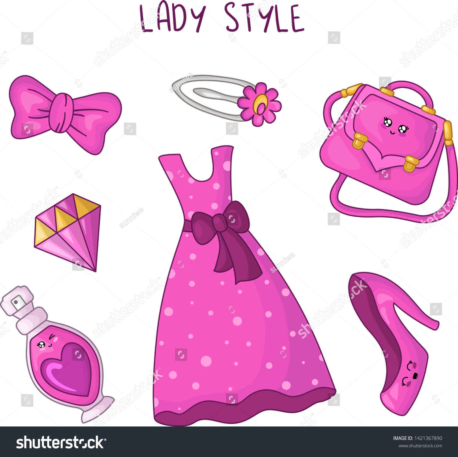 pretty pink dress cartoon