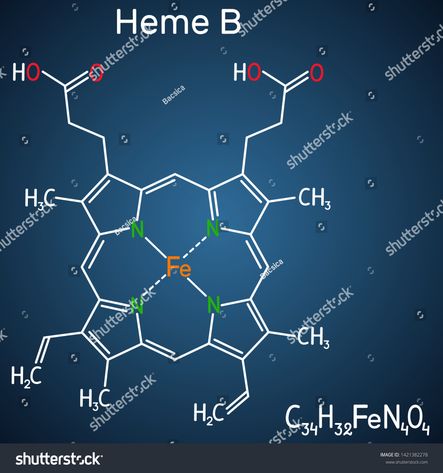 Heme B Haem B Molecule Component Stock Vector (Royalty Free) 1421382278 ...