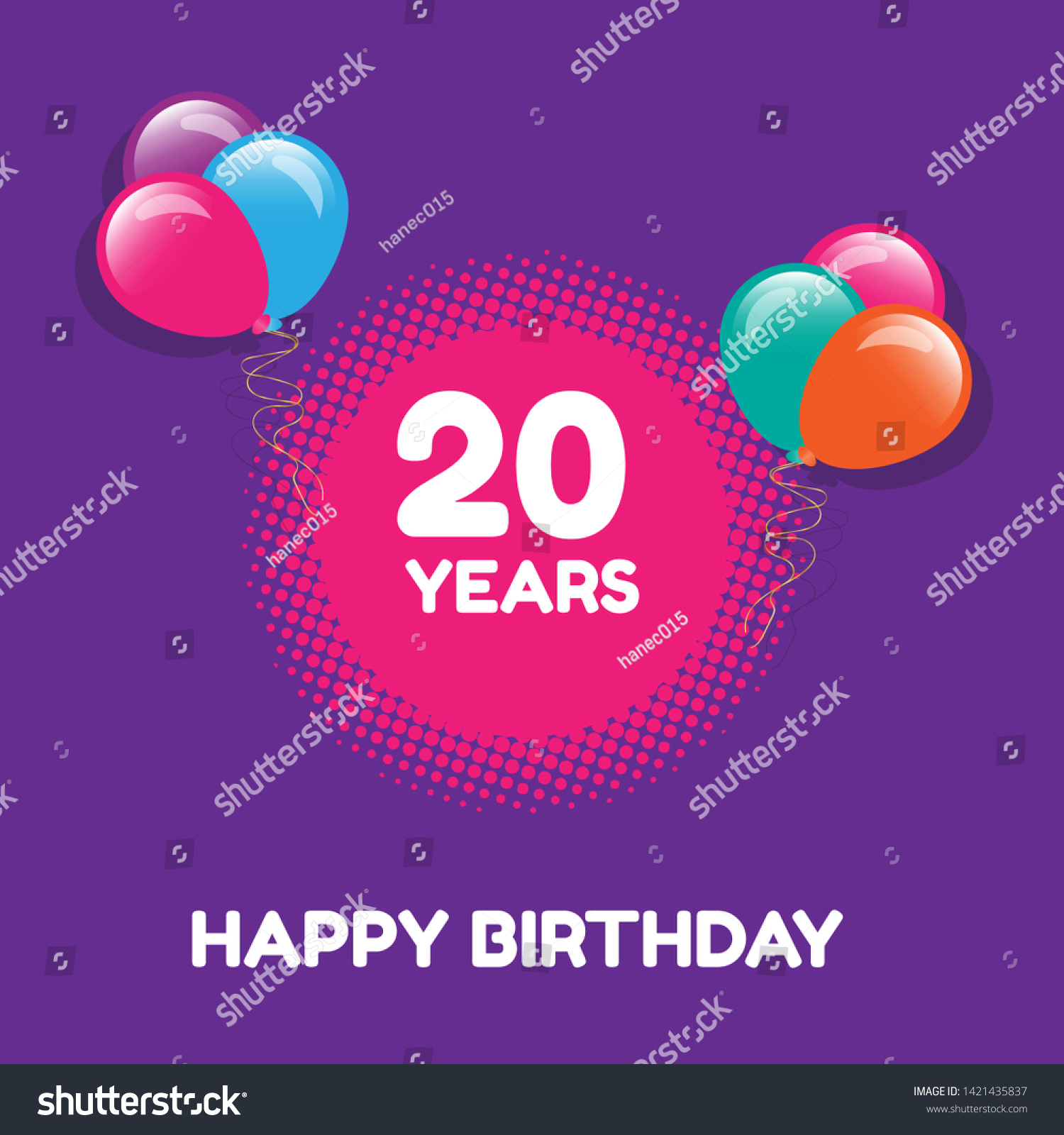 Happy Birthday Greeting Cards 20 Years Stock Vector (royalty Free 