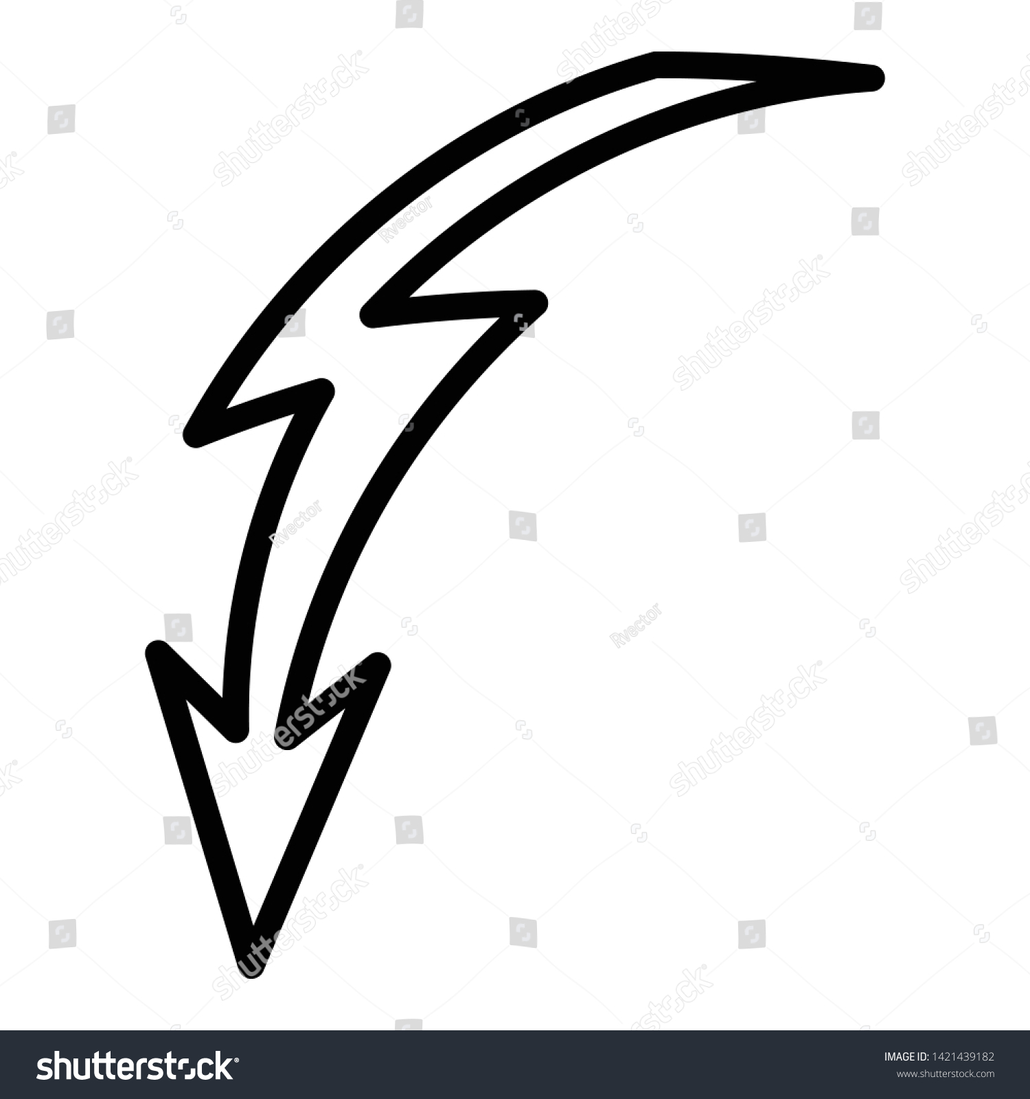 Curved Lightning Icon Outline Curved Lightning Stock Vector Royalty Free 1421439182 Shutterstock 5407