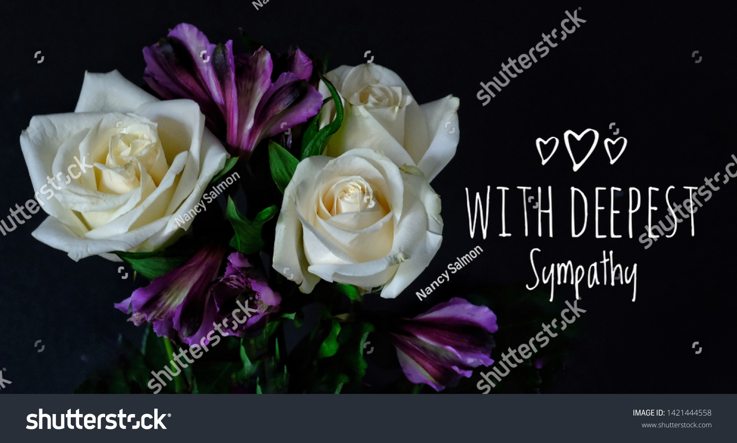 Deepest Sympathy Card Three White Roses Stock Photo 1421444558 ...