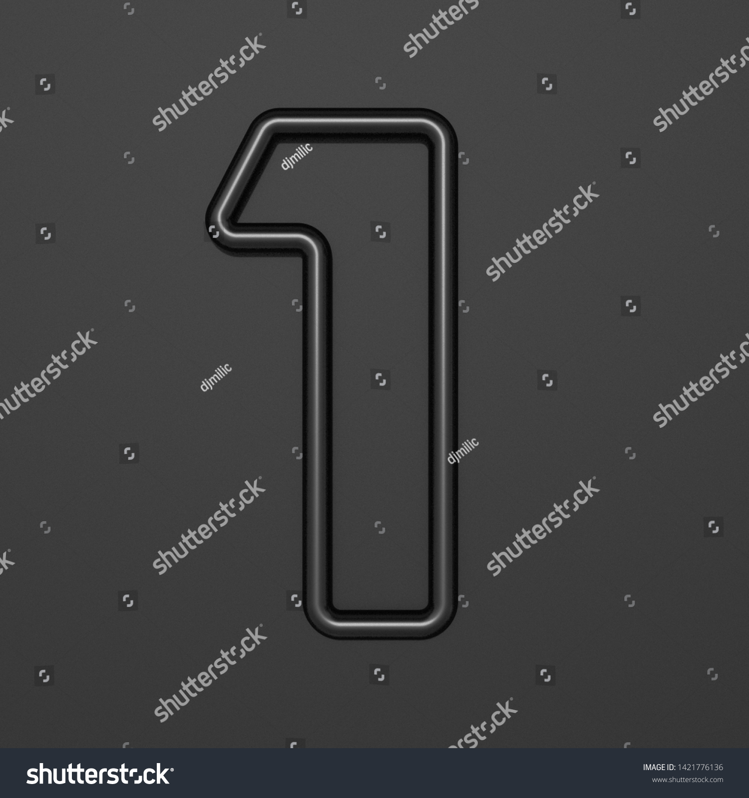 Black Outline Font Number 1 One Stock Illustration 1421776136