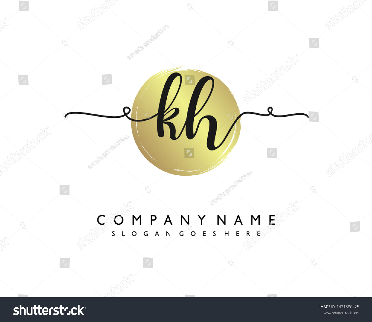 Initials Letter Kh Handwriting Logo Vector Stock Vector (Royalty Free ...