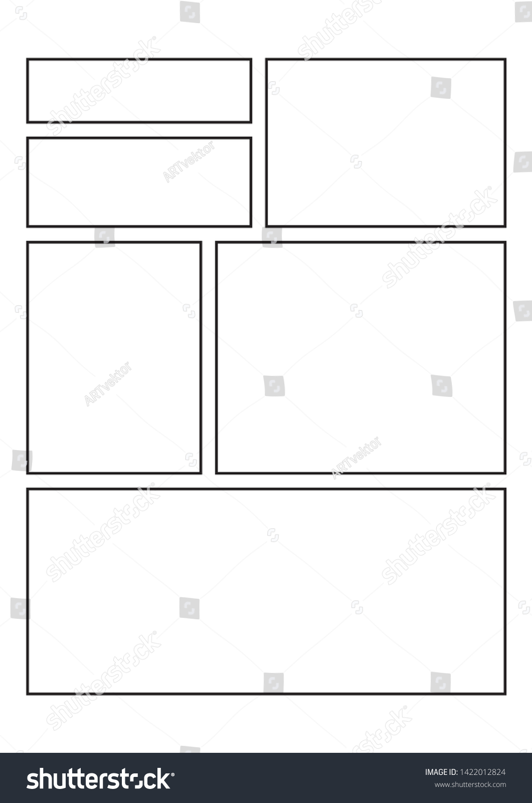 Manga Storyboard Layout Template Drawing Stories Stock Vector (Royalty ...