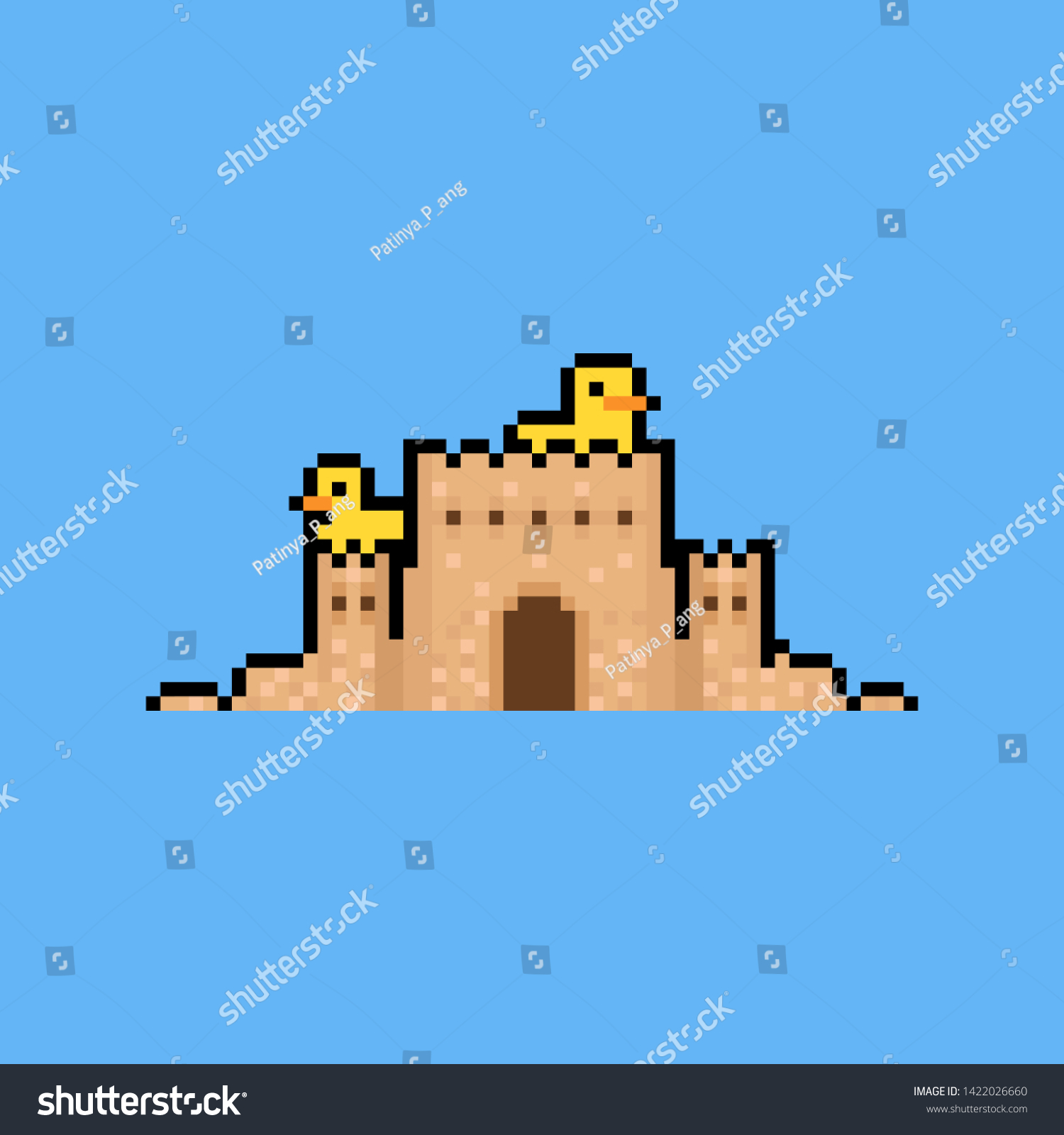 Песочный замок пиксель арт