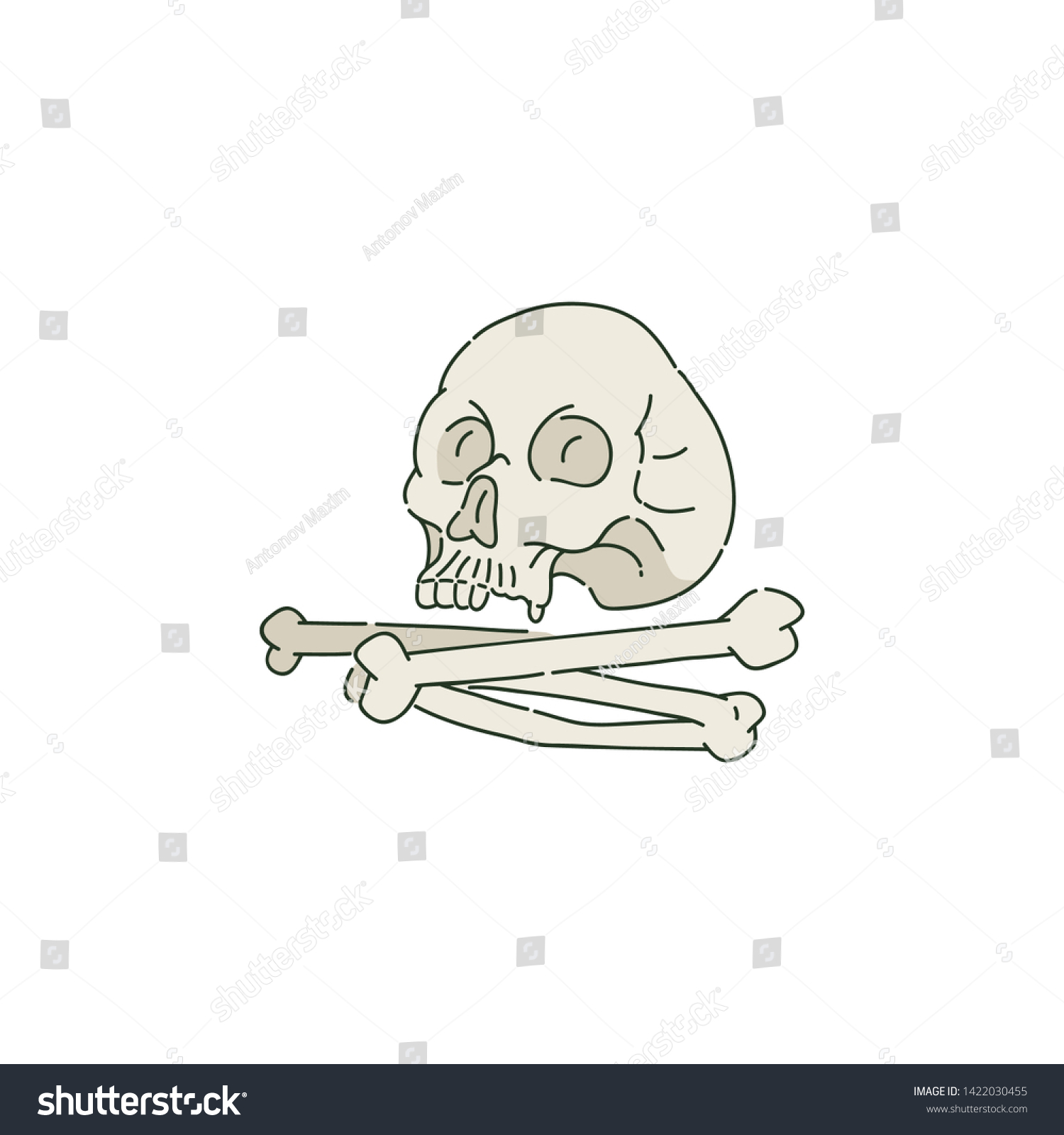 Human Skull Cranium Pile Bones Sketch Stock Vector (Royalty Free ...