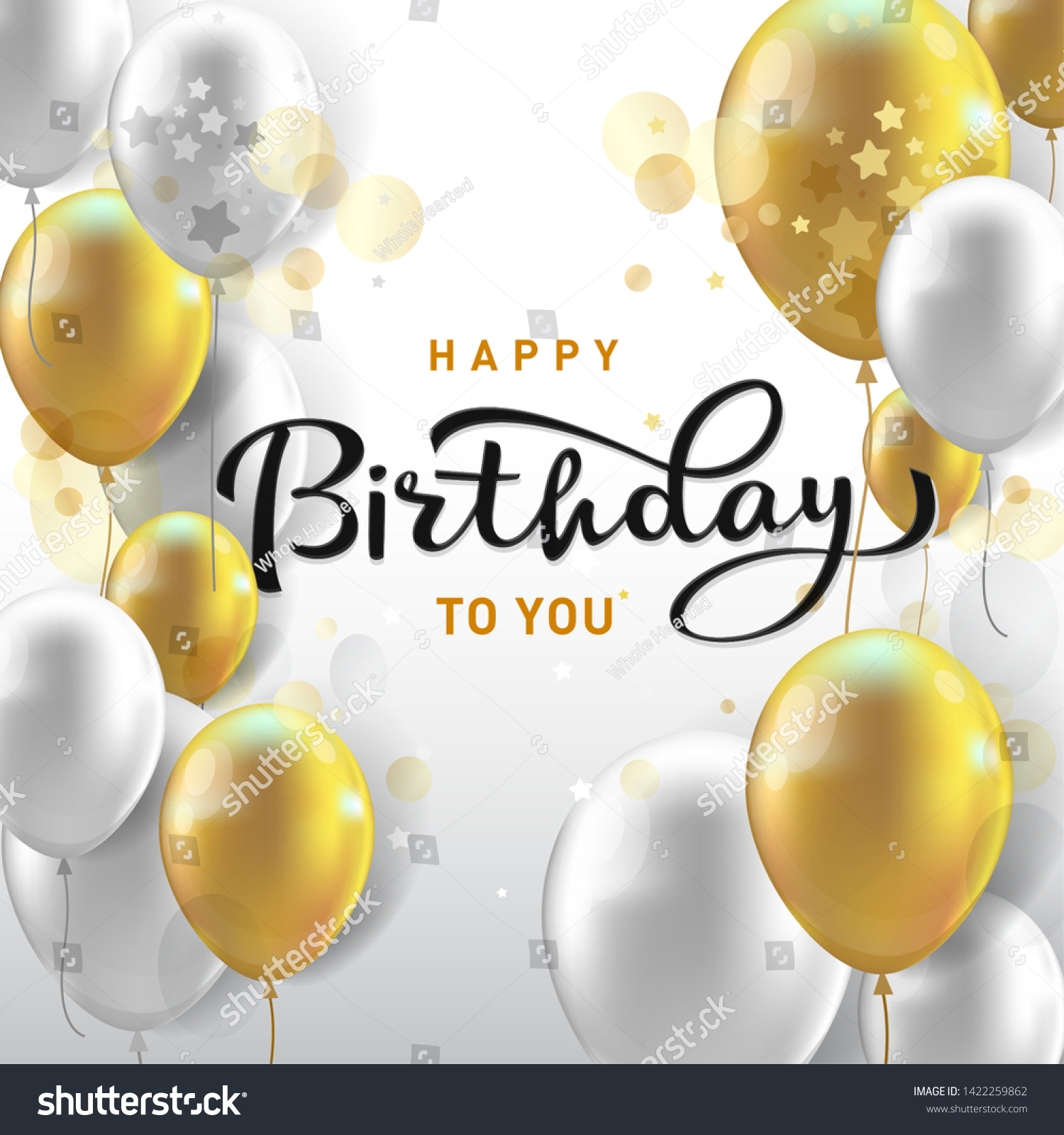 Happy Birthday Celebration Design Realistic Golden Stock Vector ...