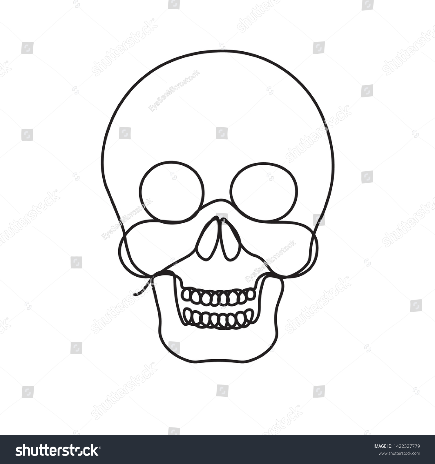 Human Skull Continuous Single Line Style Stock Vector (Royalty Free ...