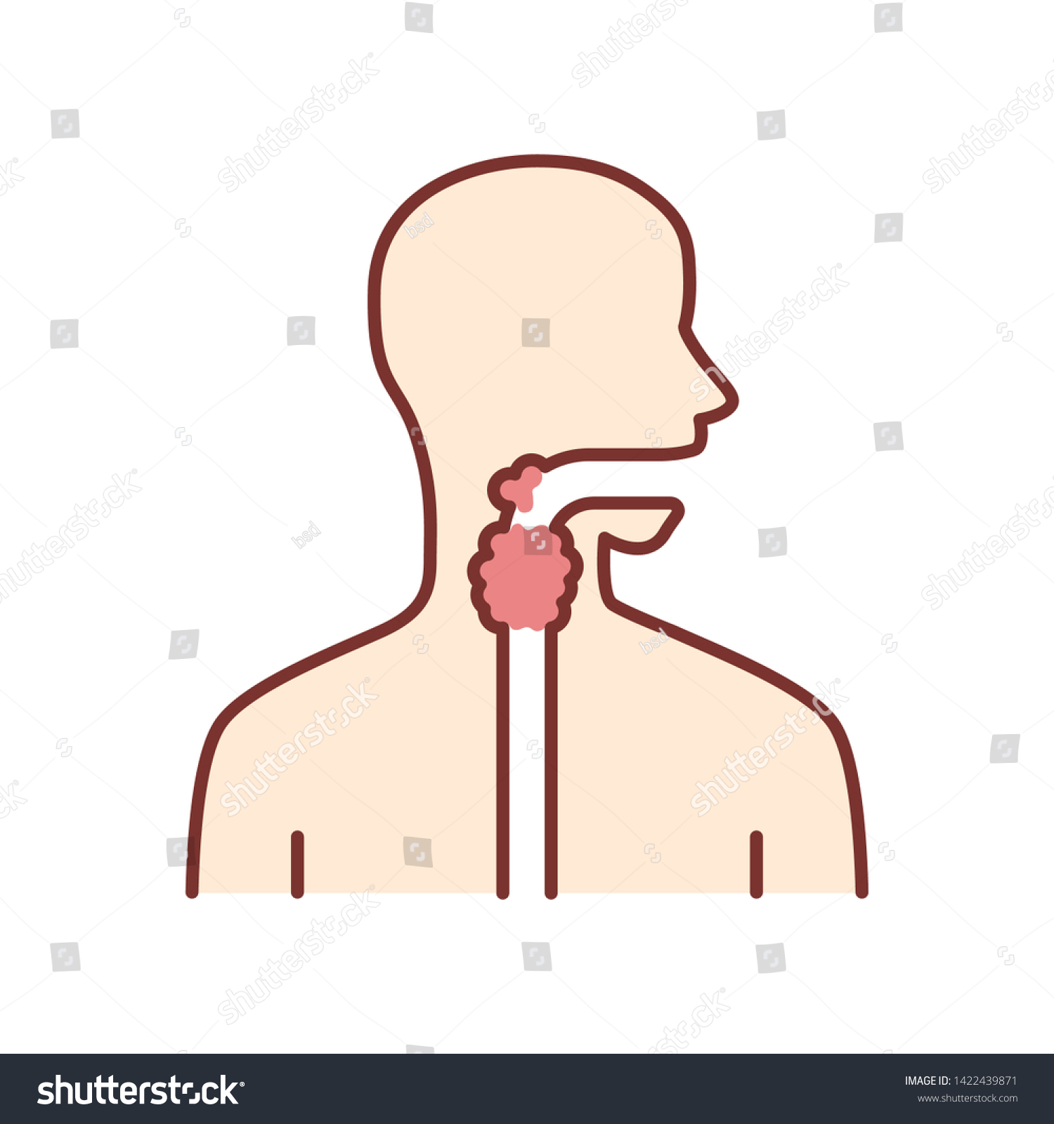 Ill Throat Color Icon Angina Tonsillitis Stock Vector (Royalty Free ...