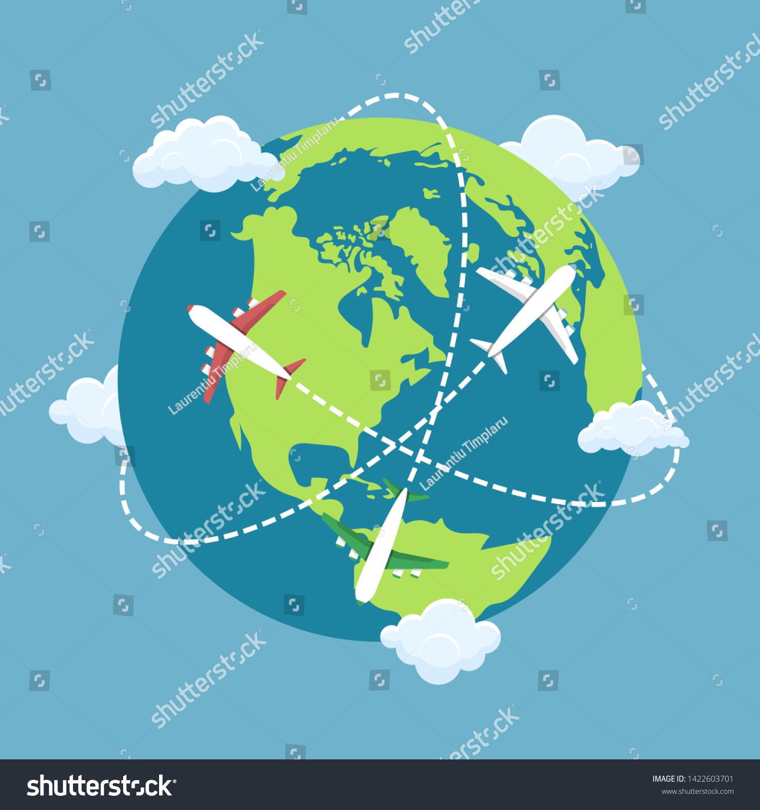 Plane Flying Around World Vector Design Stock Vector (Royalty Free ...