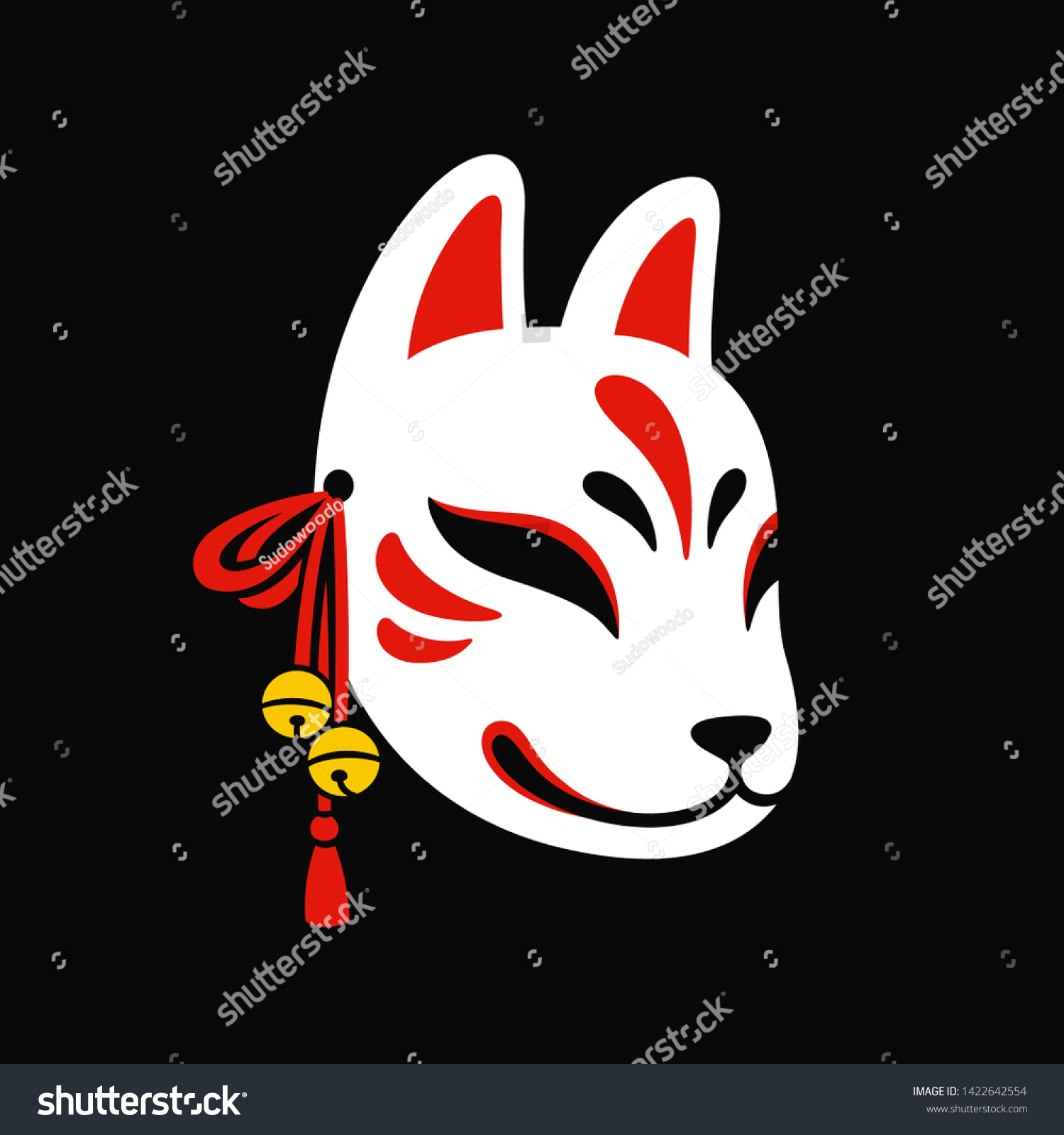 Kitsune Mask Jingle Bells On Black Stock Vector (Royalty Free ...