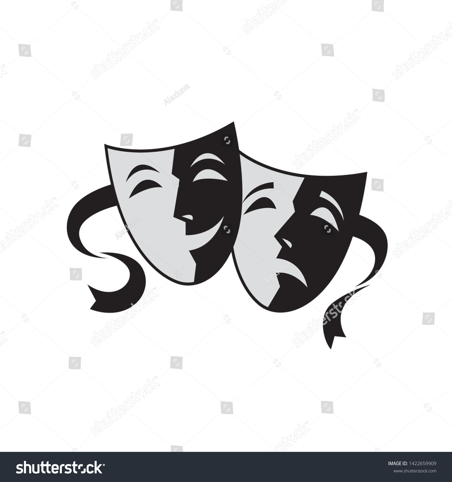 Illustration Comedy Tragedy Theatrical Masks Isolated Stock Vector ...